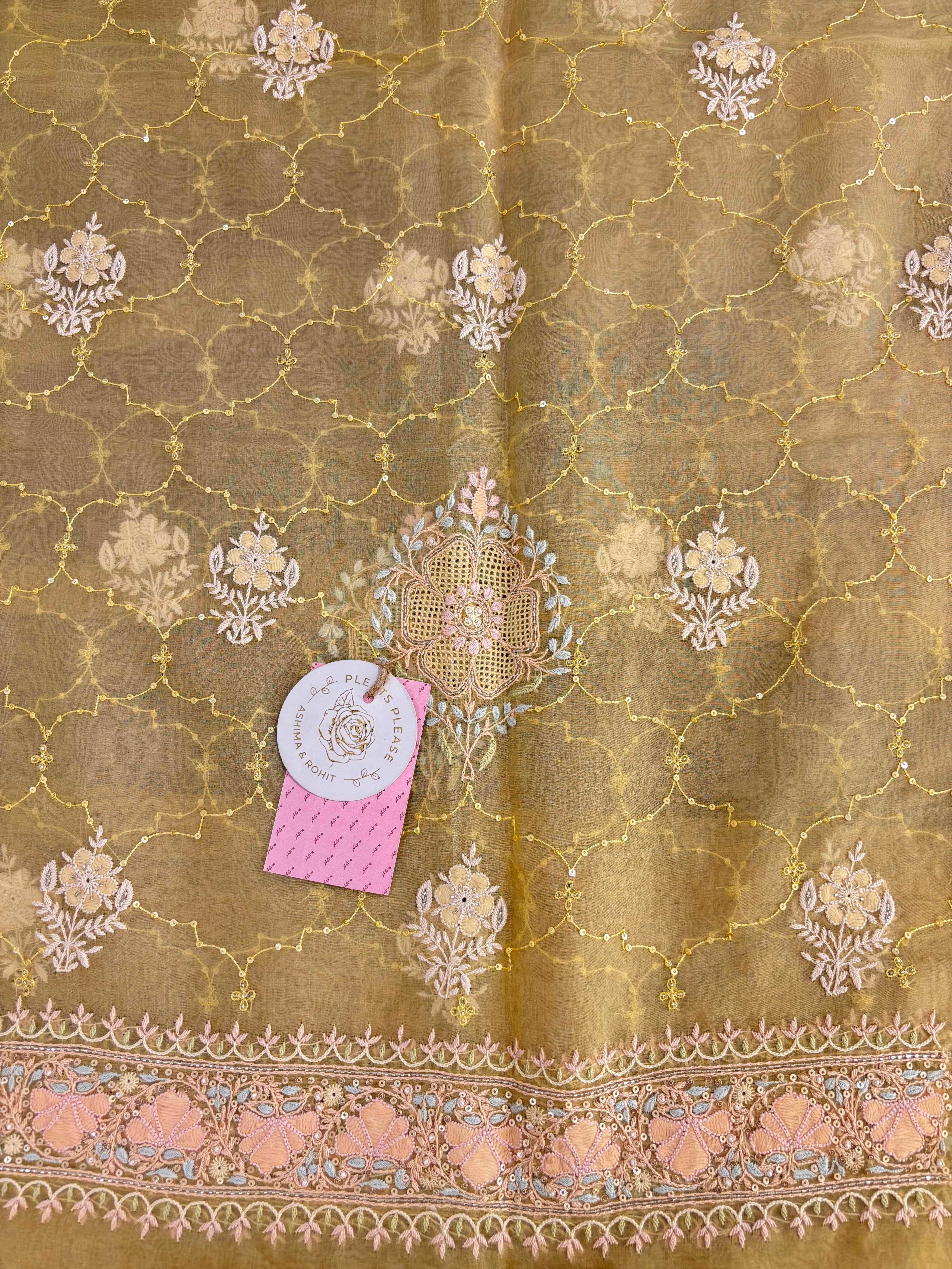butter Yellow Pure & Premium Organza Chikankari Kurta & Dupatta