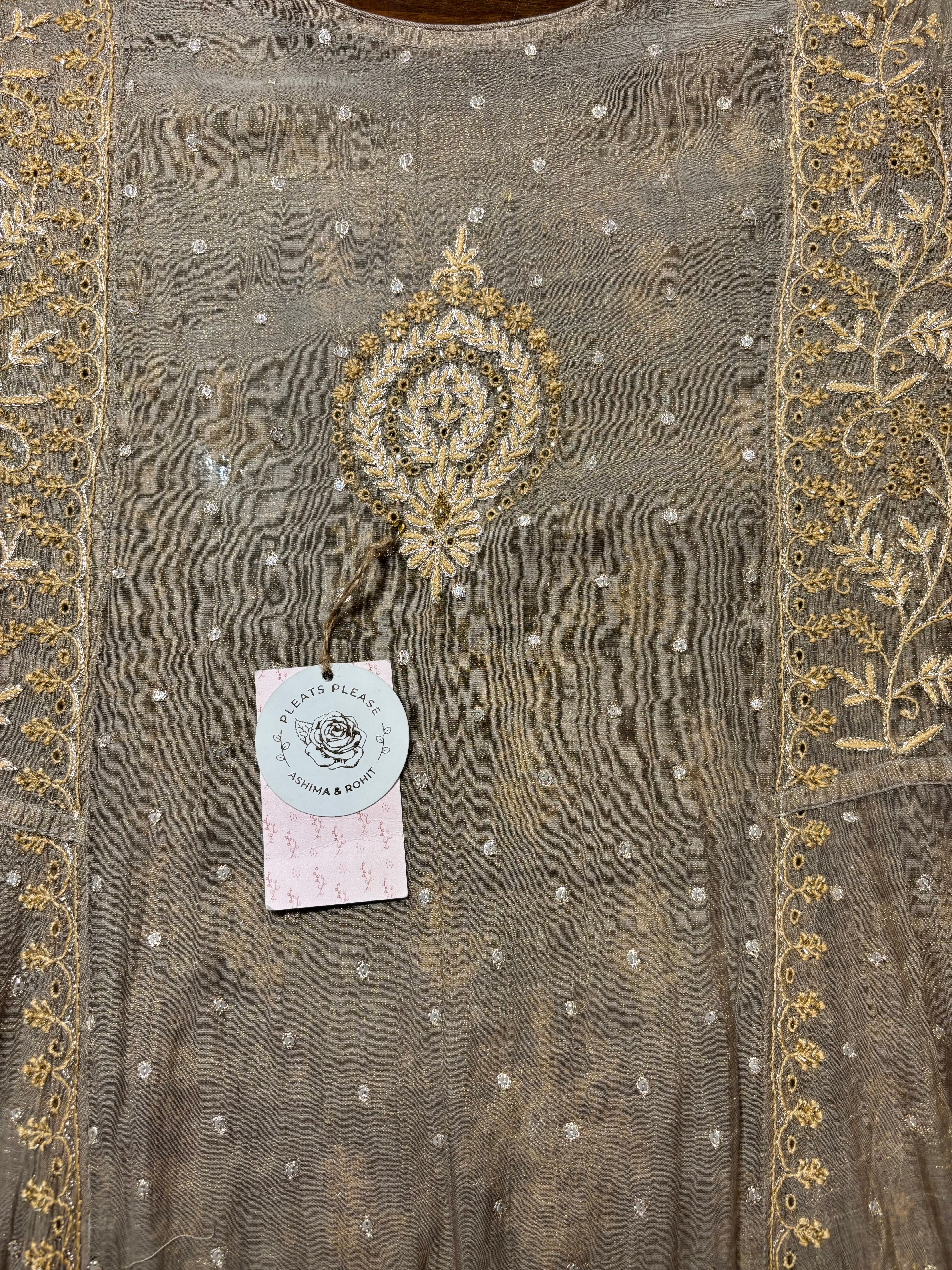 Sand Dune Tissue Chikankari Anarkali and Dupatta