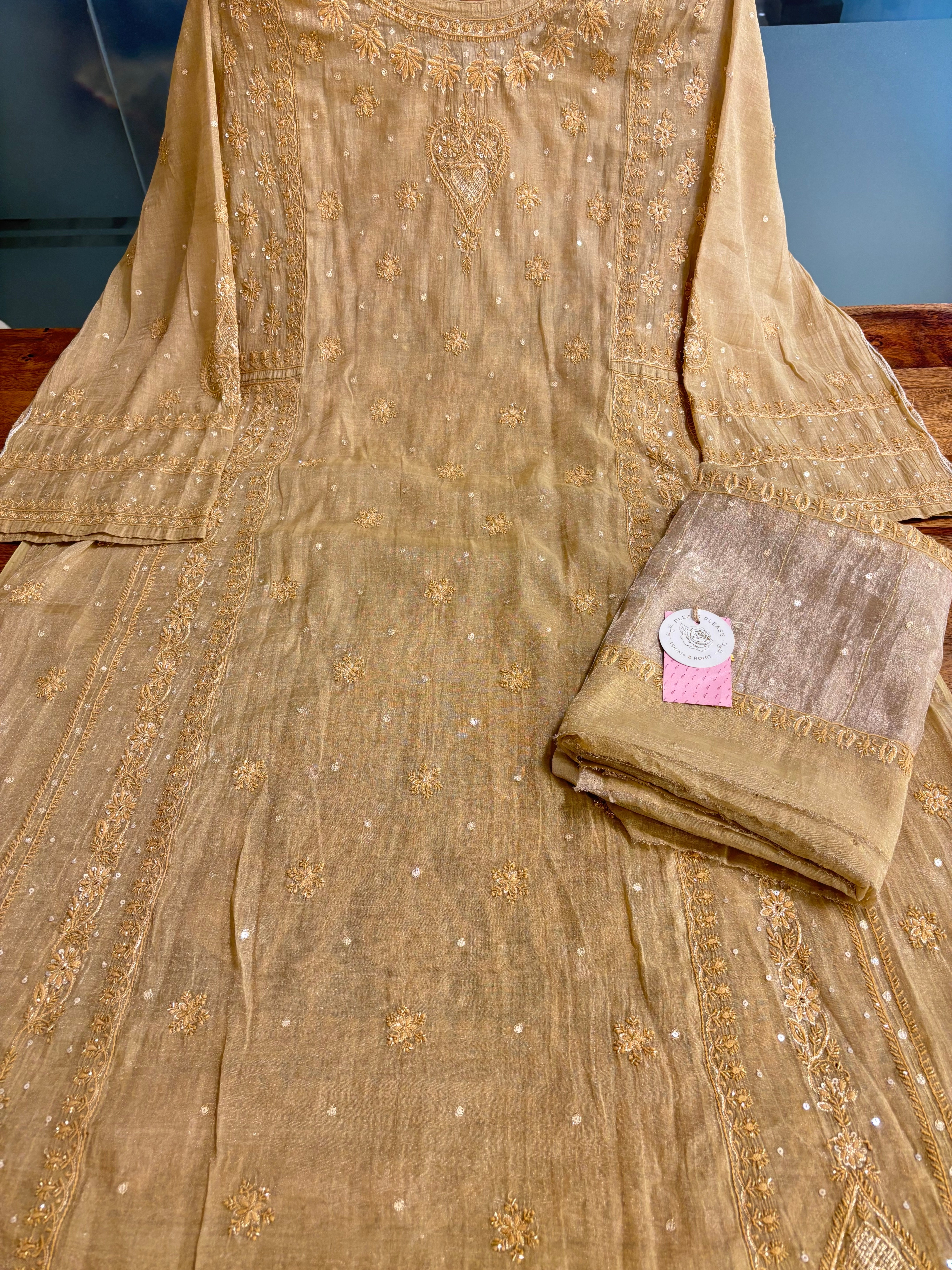 Sanddrift Pure & Premium Tissue Chikankari Kurta & Dupatta