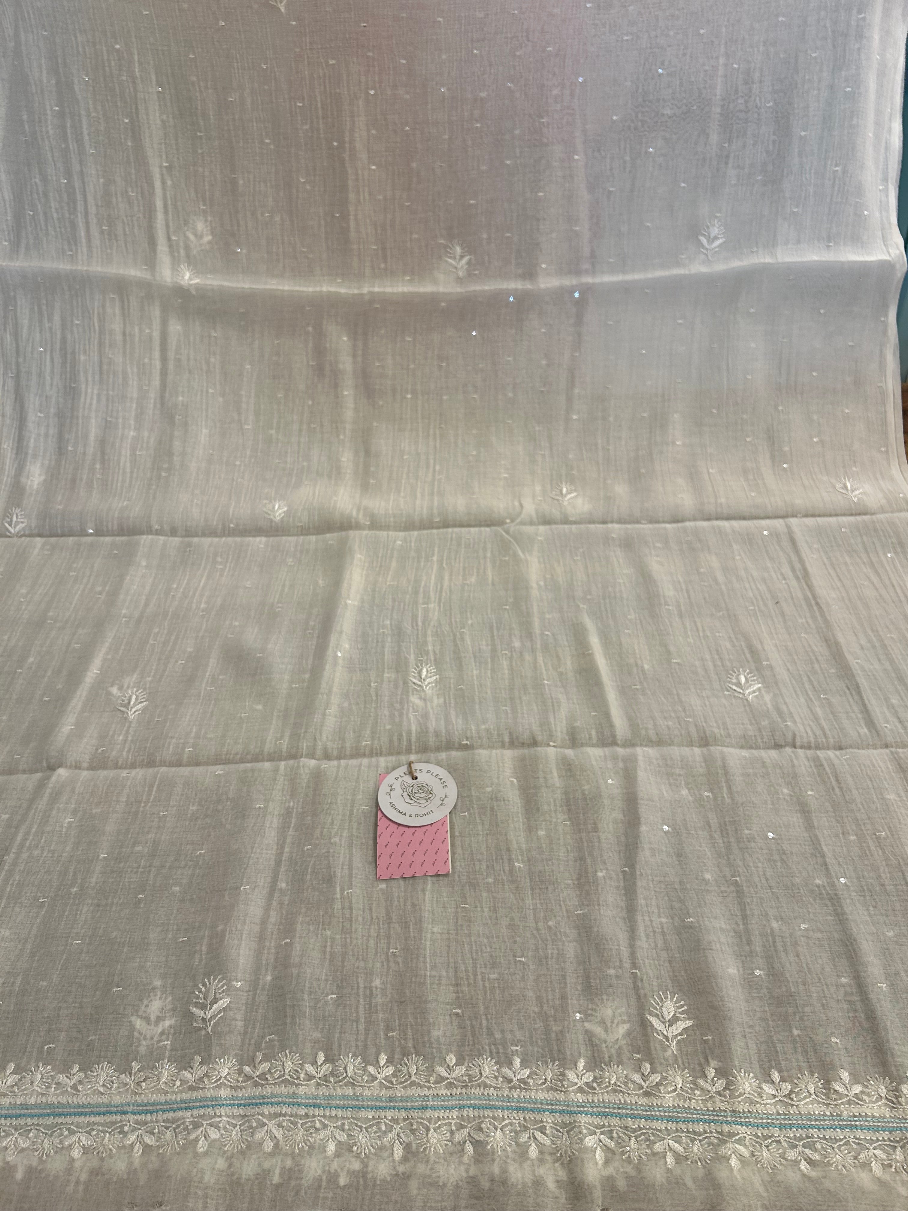 Dyeable Chanderi Parsi Gara Chikankari Kurta & Dupatta
