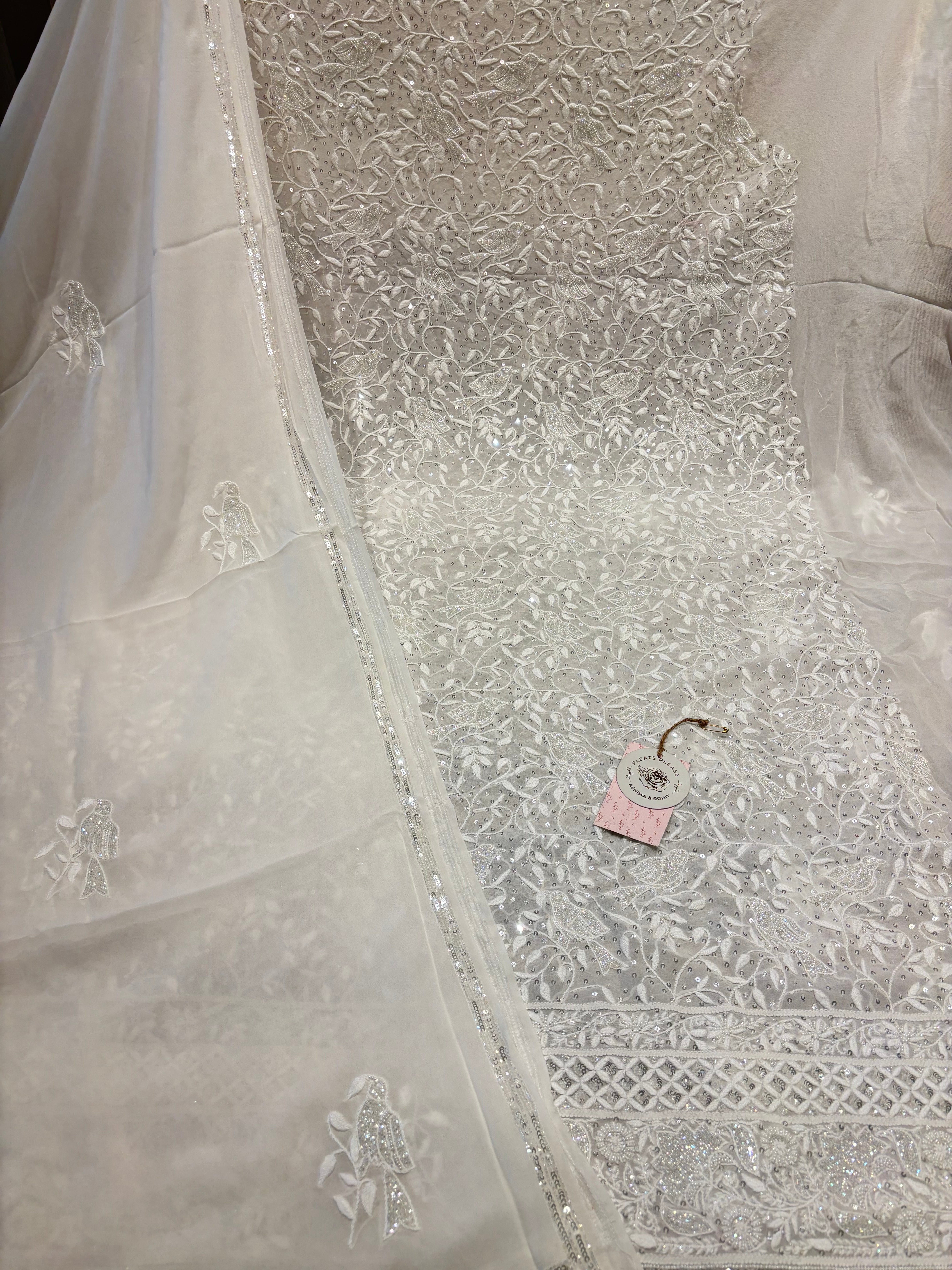 Dyeable Pure and Premium Georgette Chikankari Kurta and Dupatta Fabric