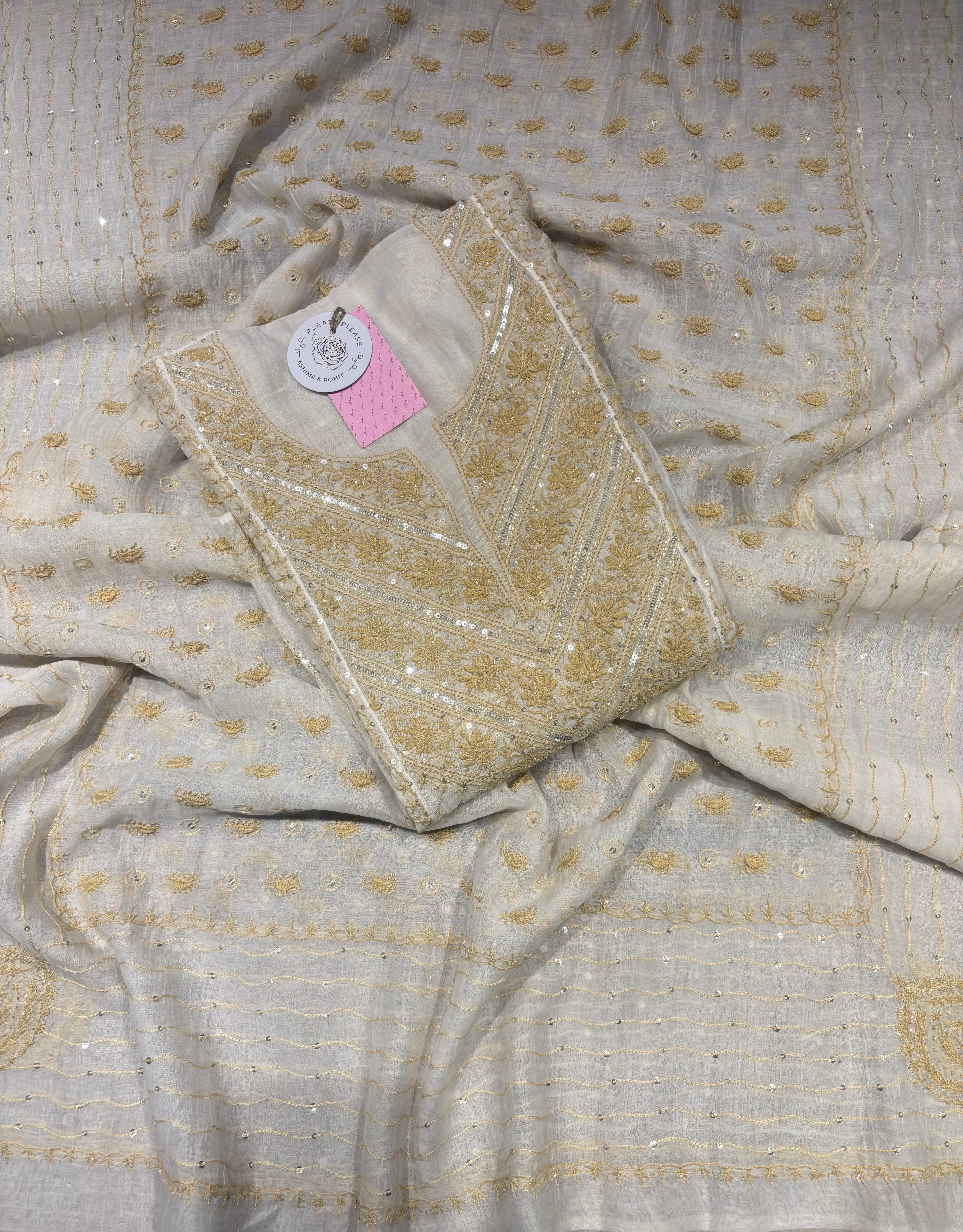 Dyeable Chanderi Mul Chikankari Anarkali & Dupatta Set