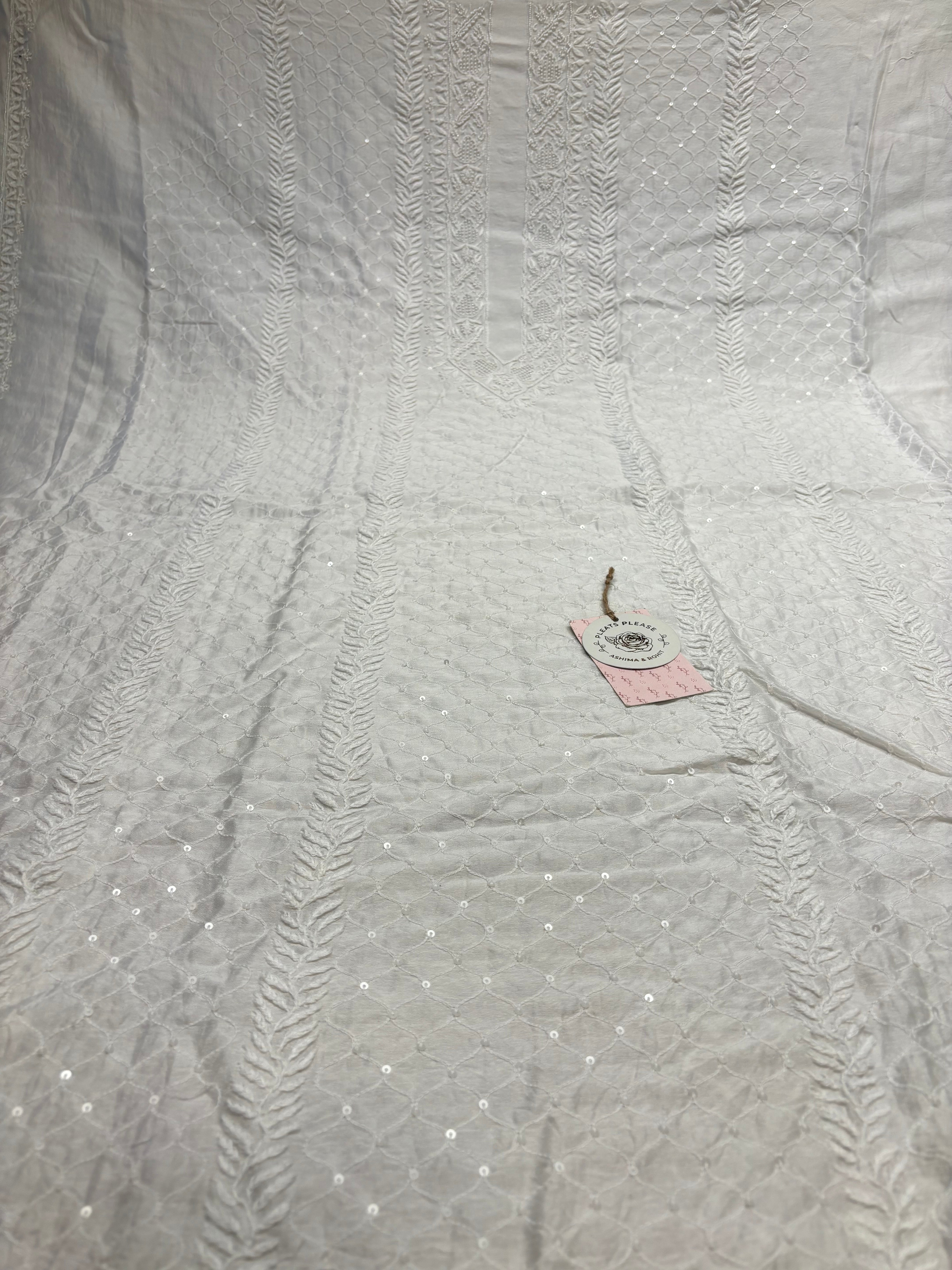 Dyeable Chanderi Silk Chikankari Men’s Kurta