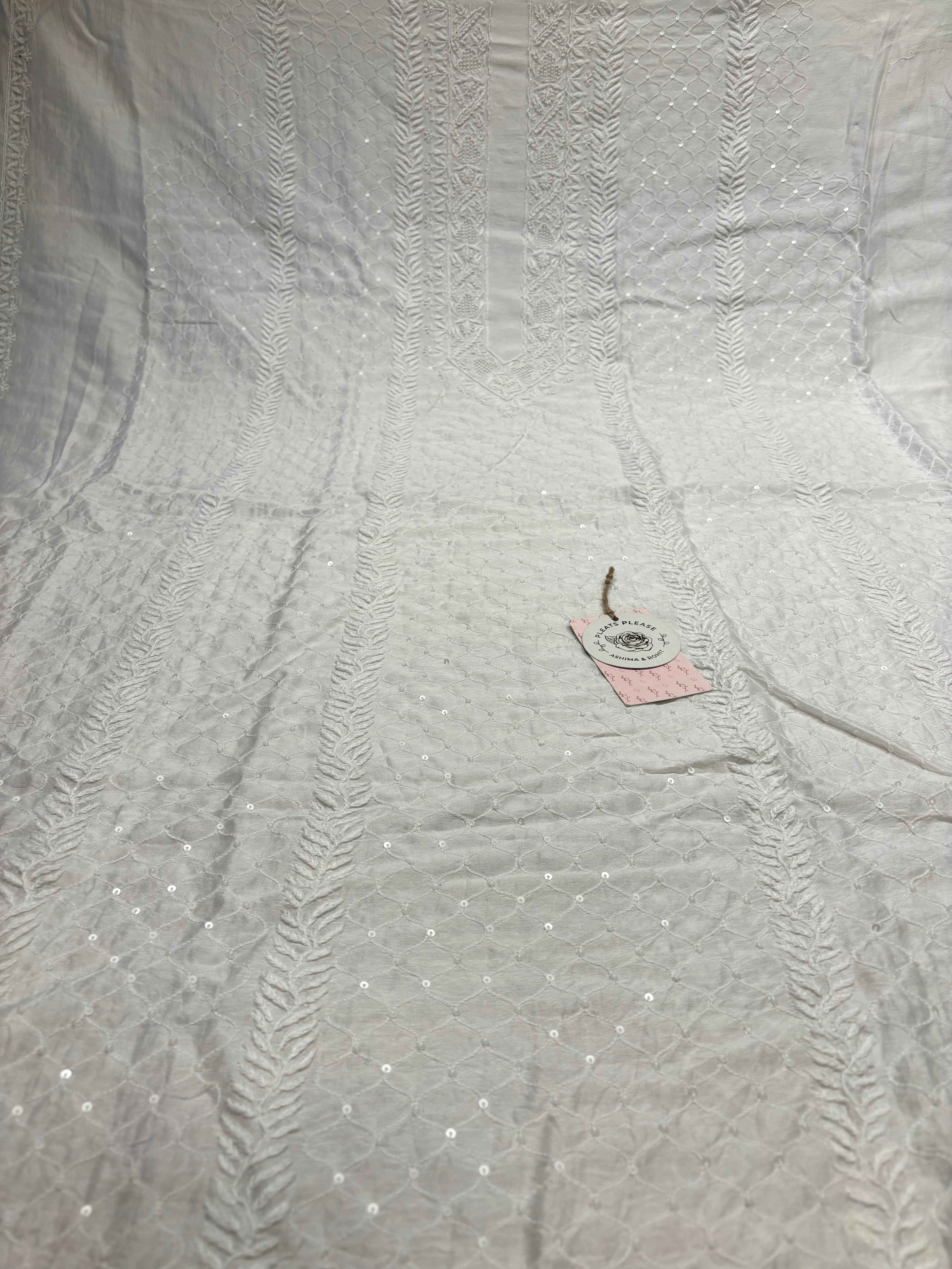 Dyeable Chanderi Silk Chikankari Men’s Kurta - Pleats PleaseChikankari
