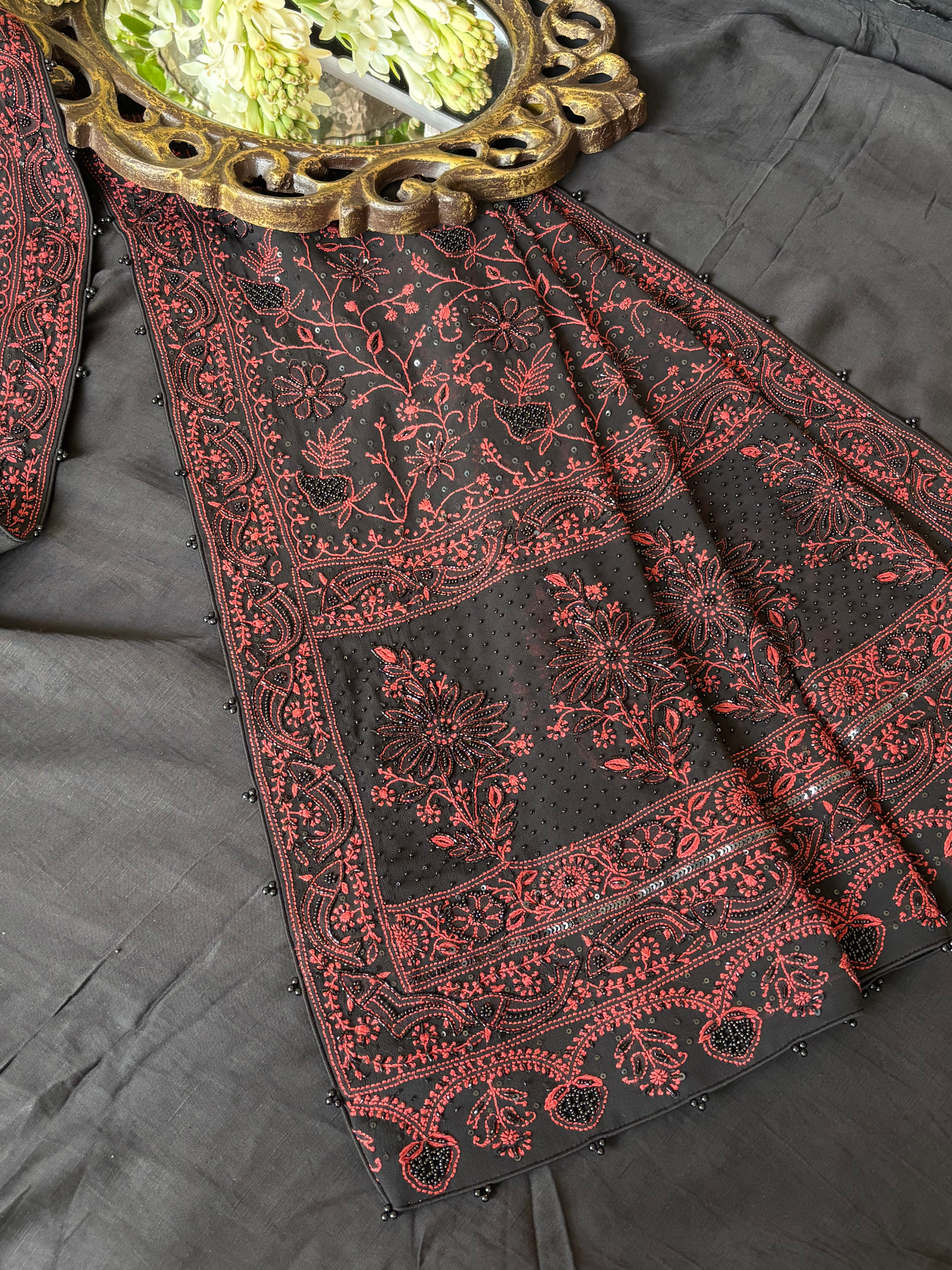 Black Pure & Premium Georgette Chikankari Dupatta