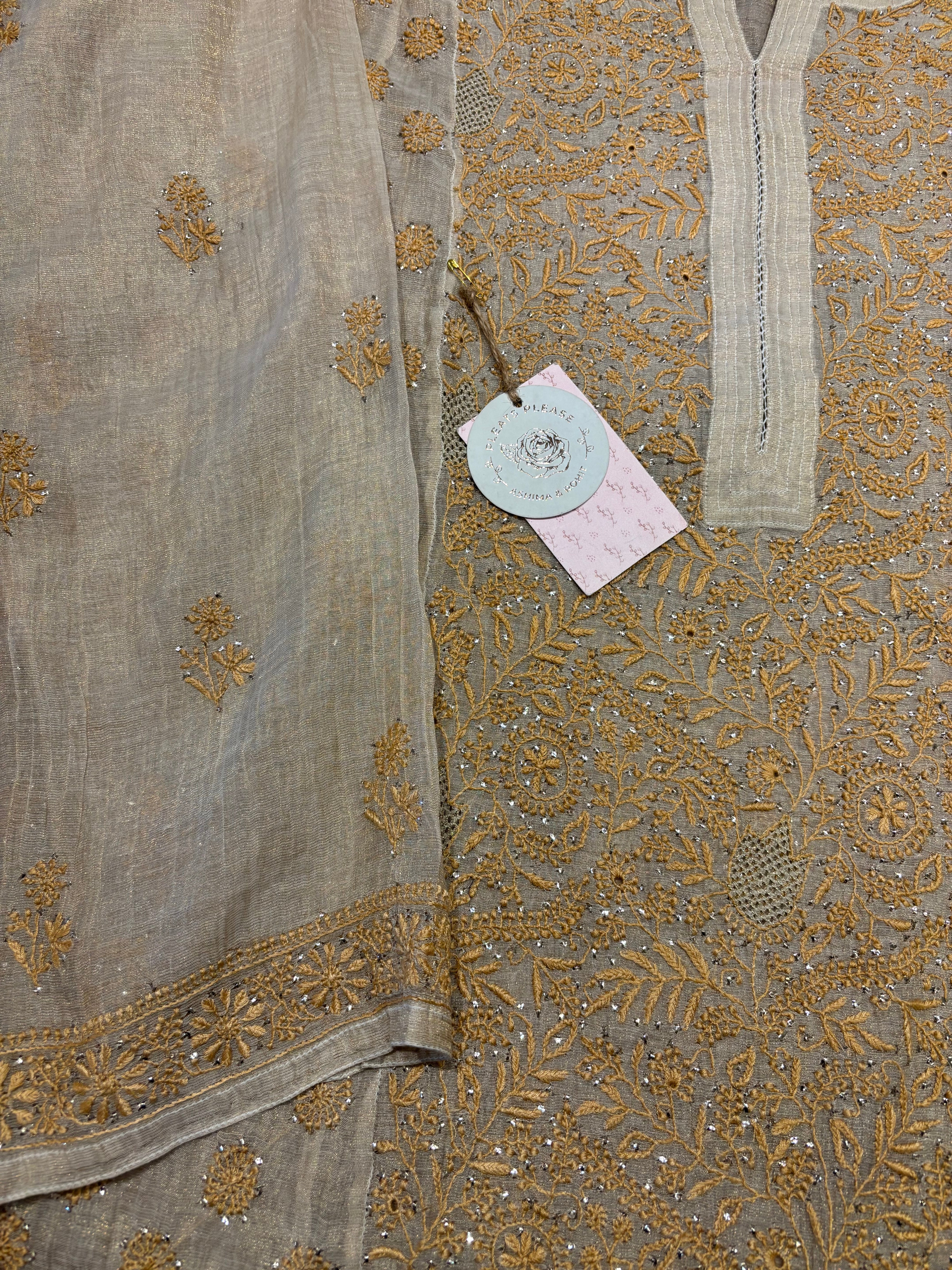 Dyeable Pure and Premium Tissue Straight Kurta and Dupatta set