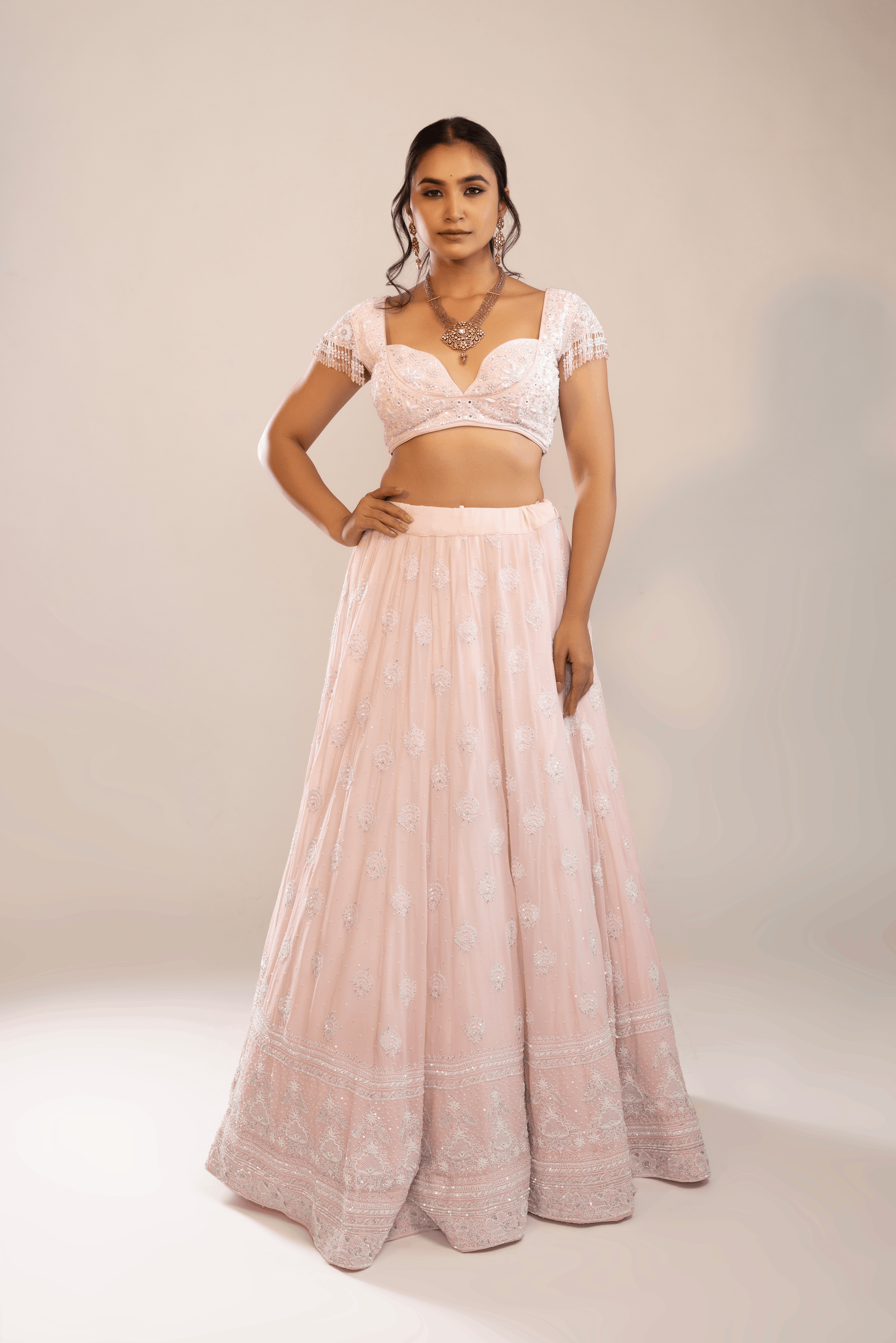 Candy Pink Pure and Premium Georgette Chikankari Lehenga