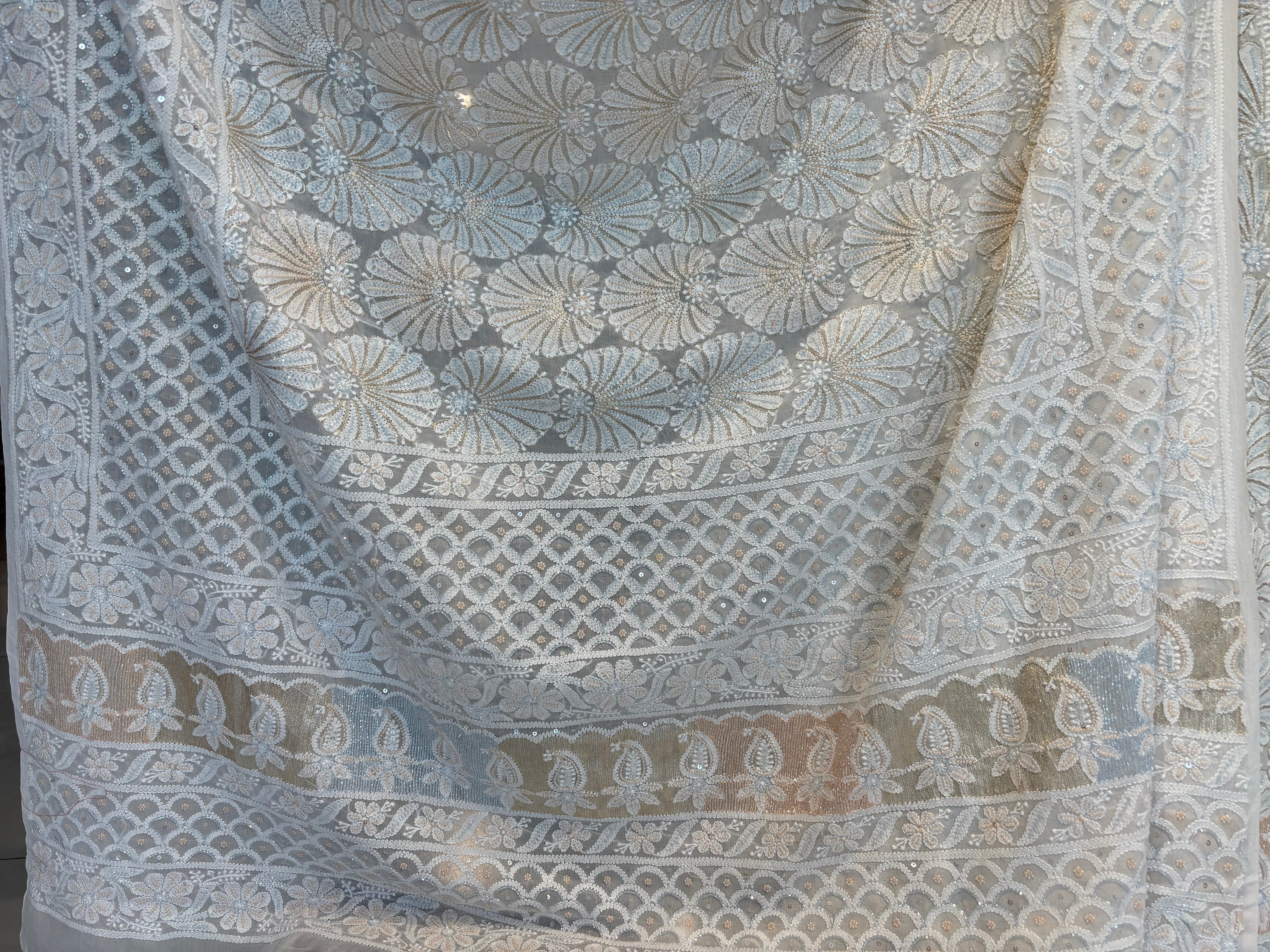 Dyeable Pure & Premium Georgette Chikankari Lehenga & Dupatta Set