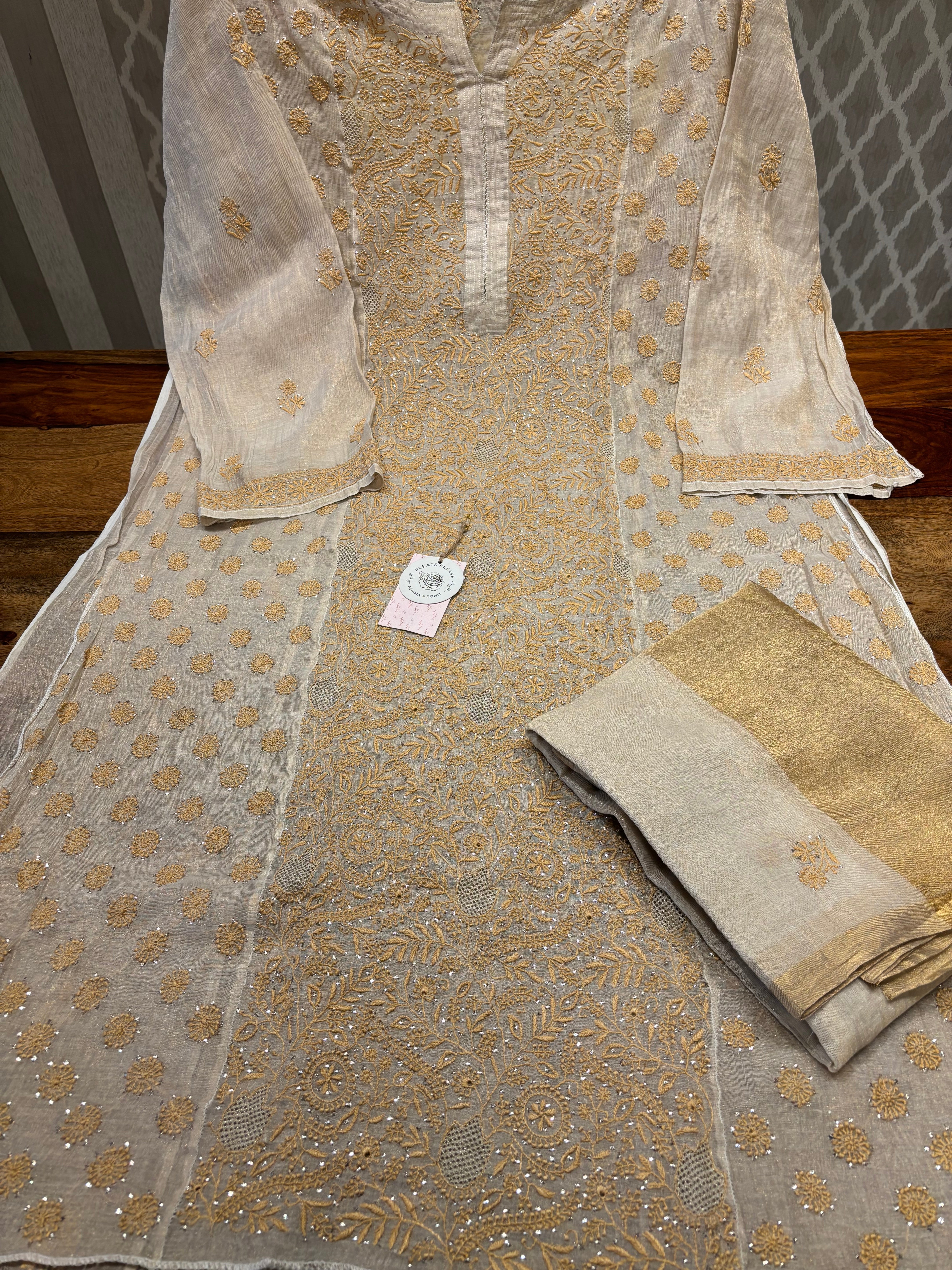 Dyeable Pure and Premium Tissue Straight Kurta and Dupatta set