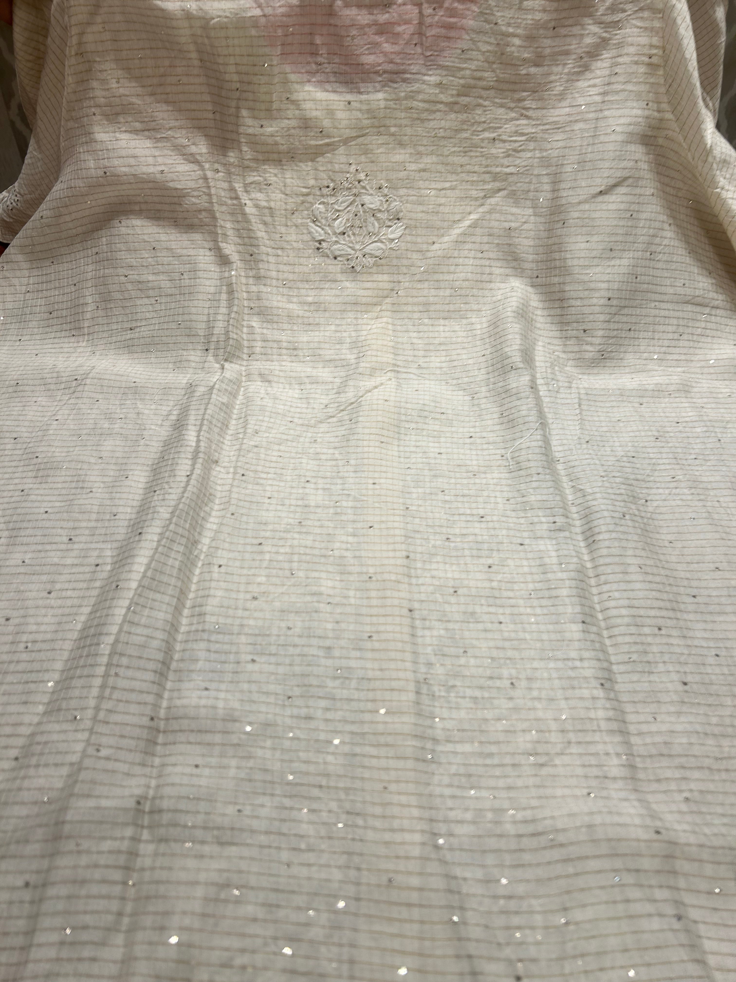 Dyeable Chanderi Silk Chikankari Co-ord set