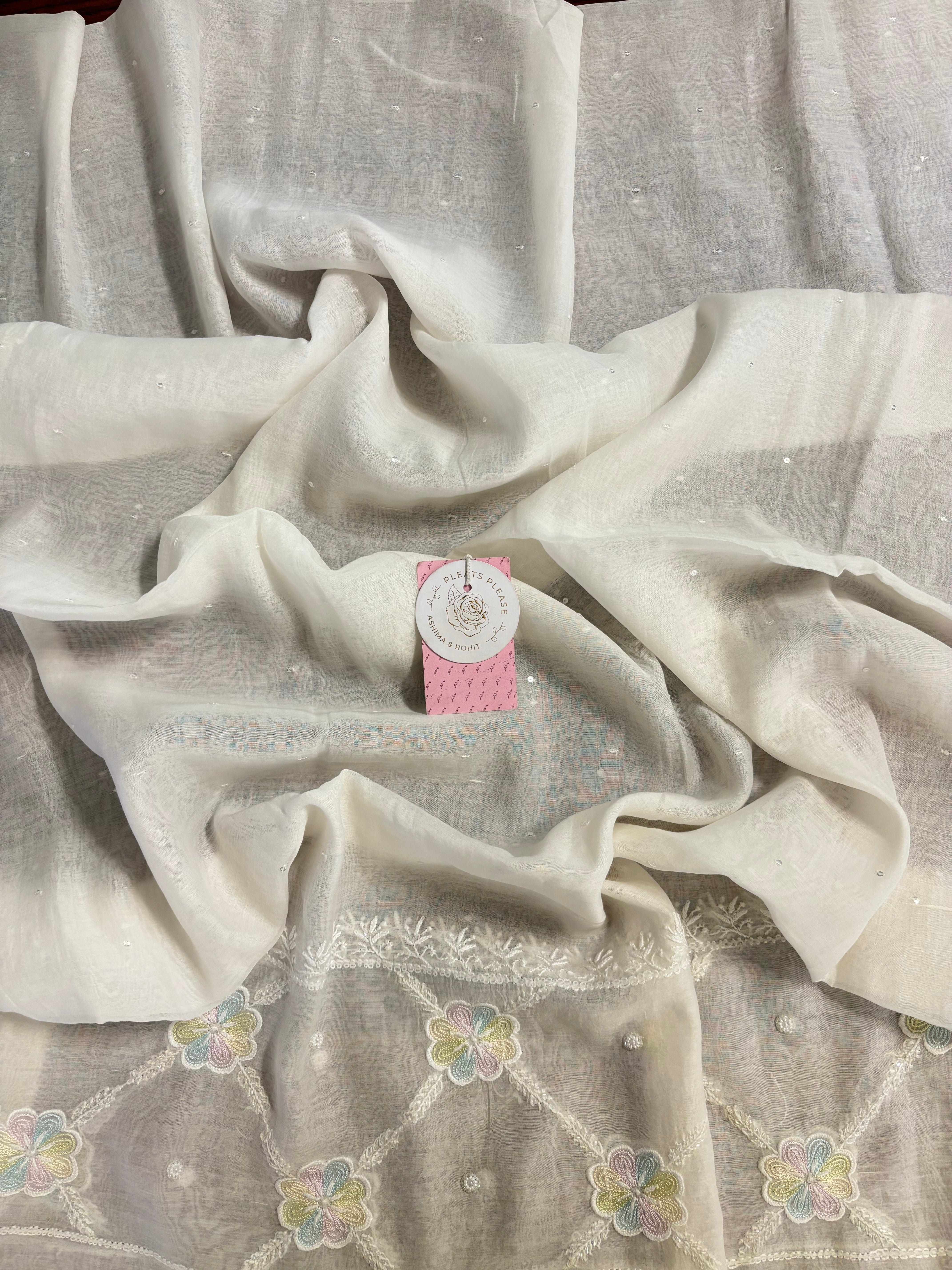 Dyeable Chanderi Mul Chikankari Kurta & Dupatta