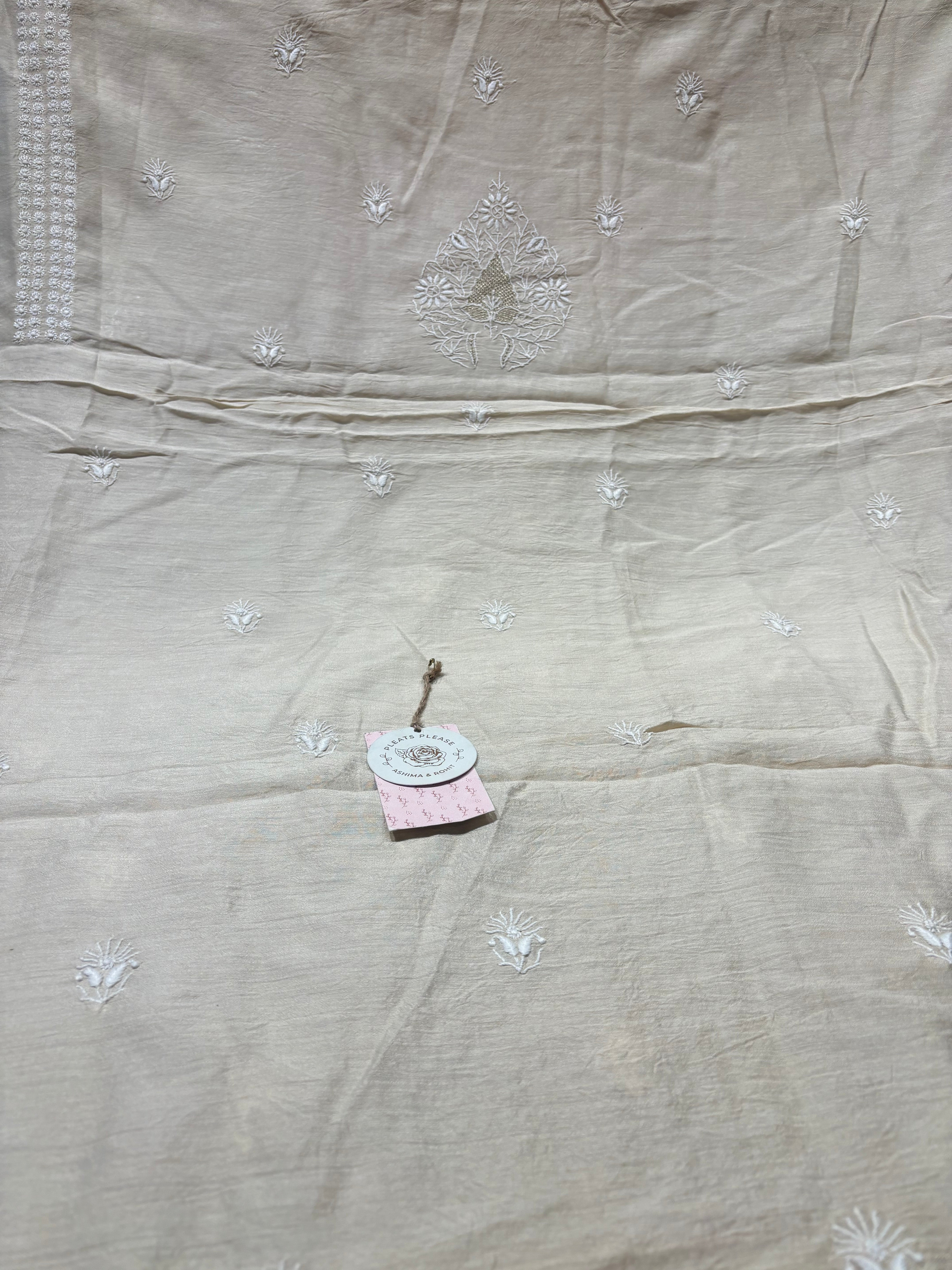 Dyeable Monga Silk Chikankari Chikankari Men’s Kurta Fabric