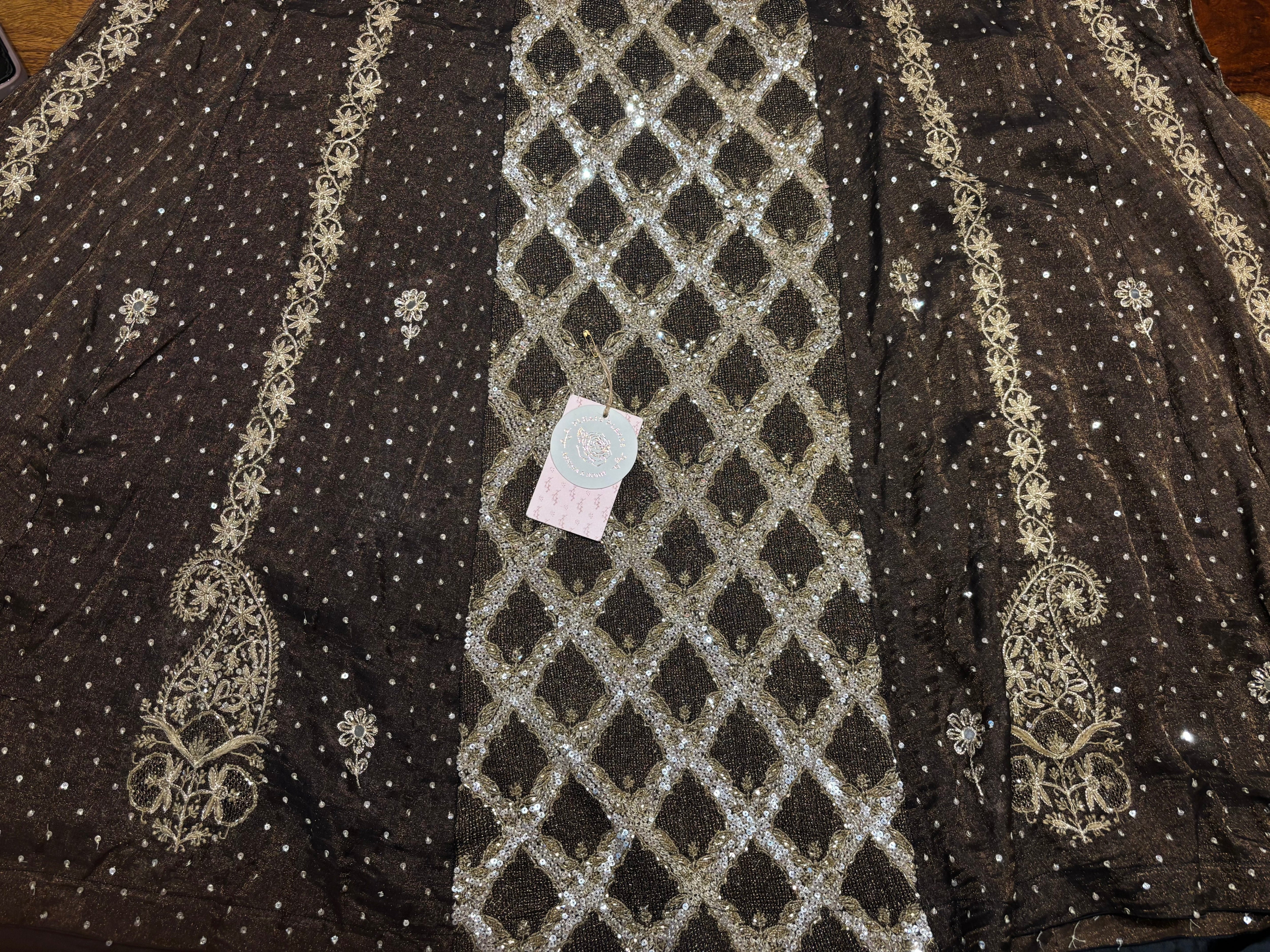 Black Pure Tissue Anarkali And Dupatta set