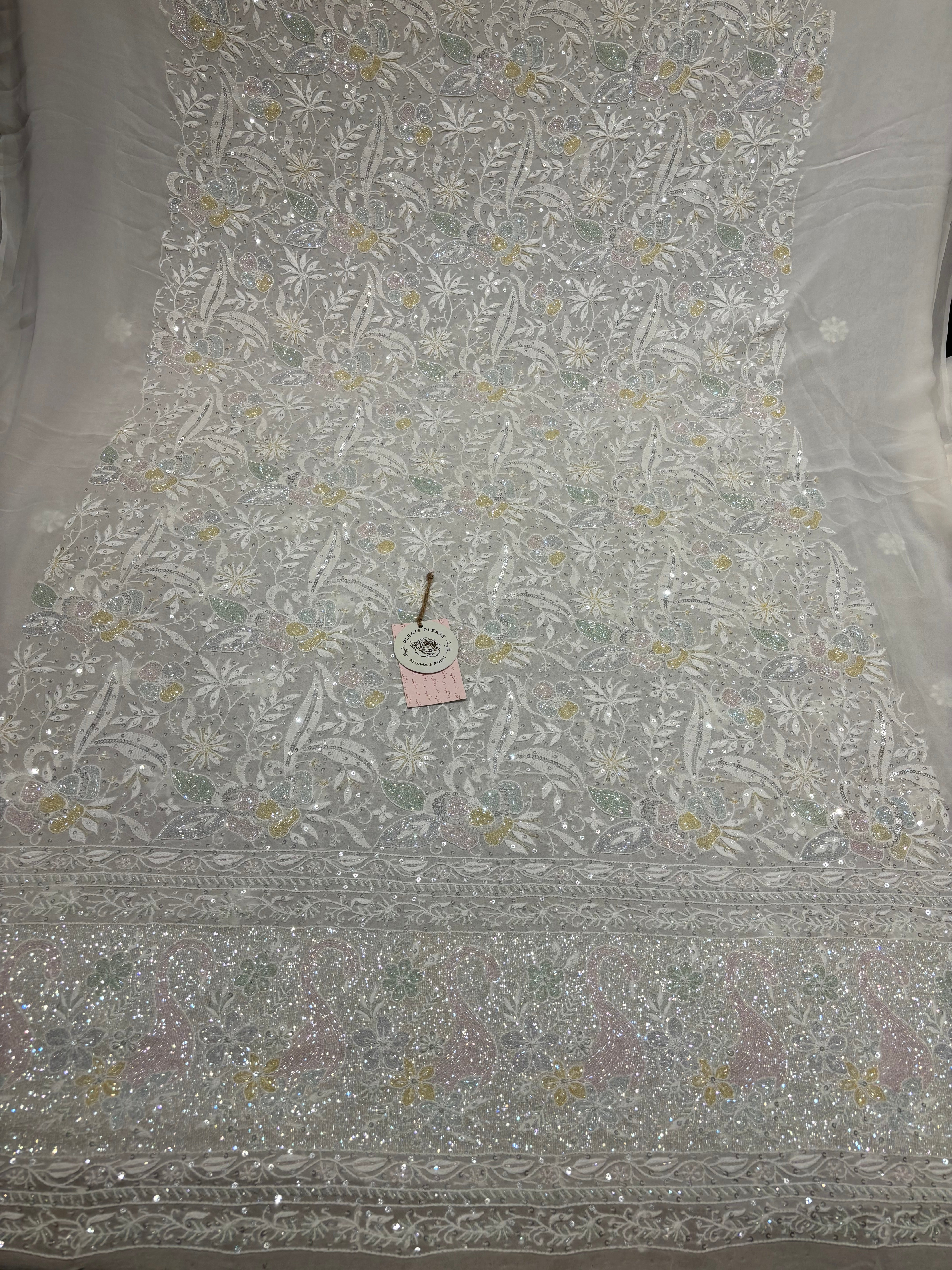 Dyeable Pure And Premium Georgette Chikankari Kurta And Dupatta Set