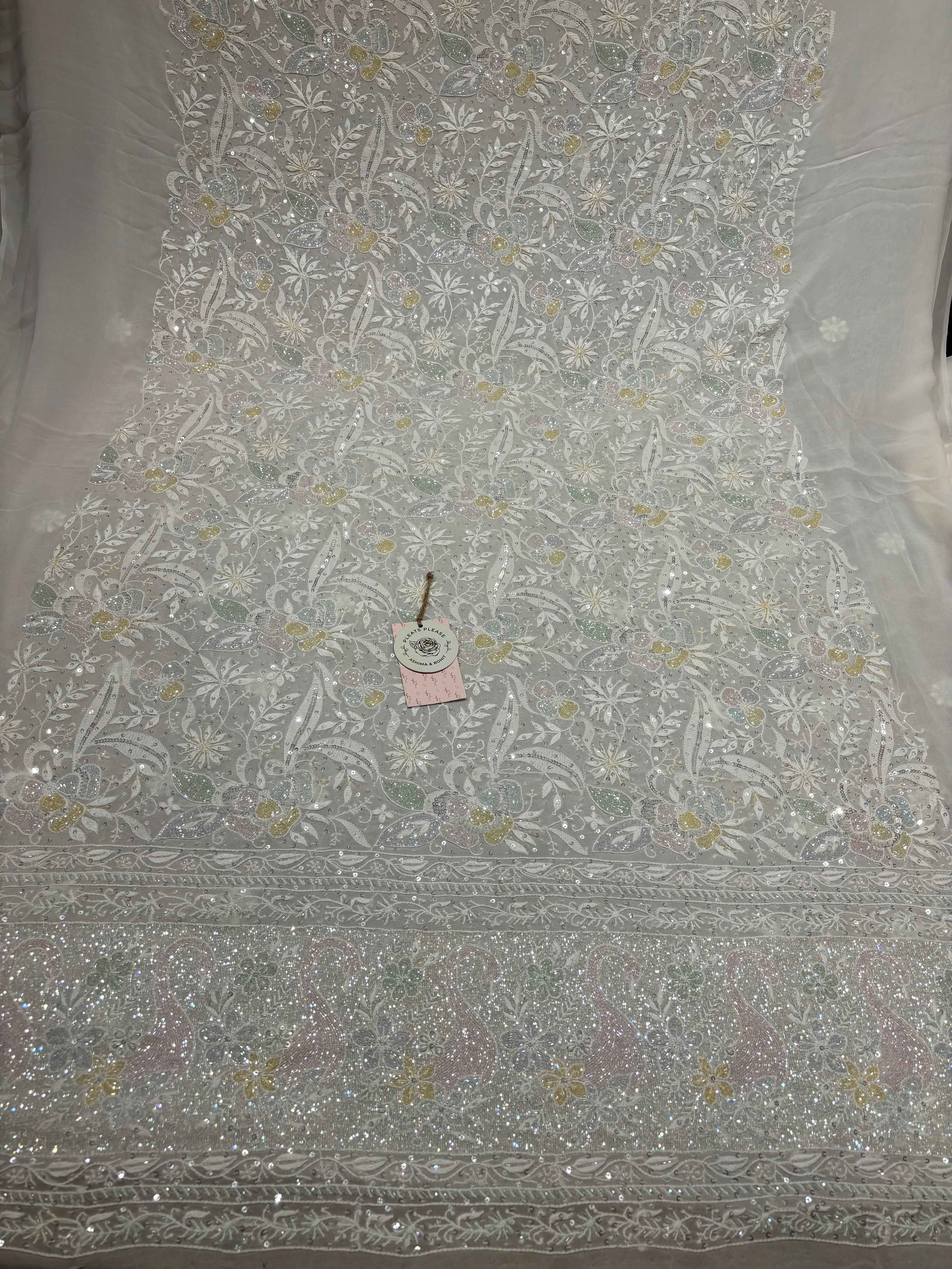 Dyeable Pure And Premium Georgette Chikankari Kurta And Dupatta Set - Pleats PleaseChikankari