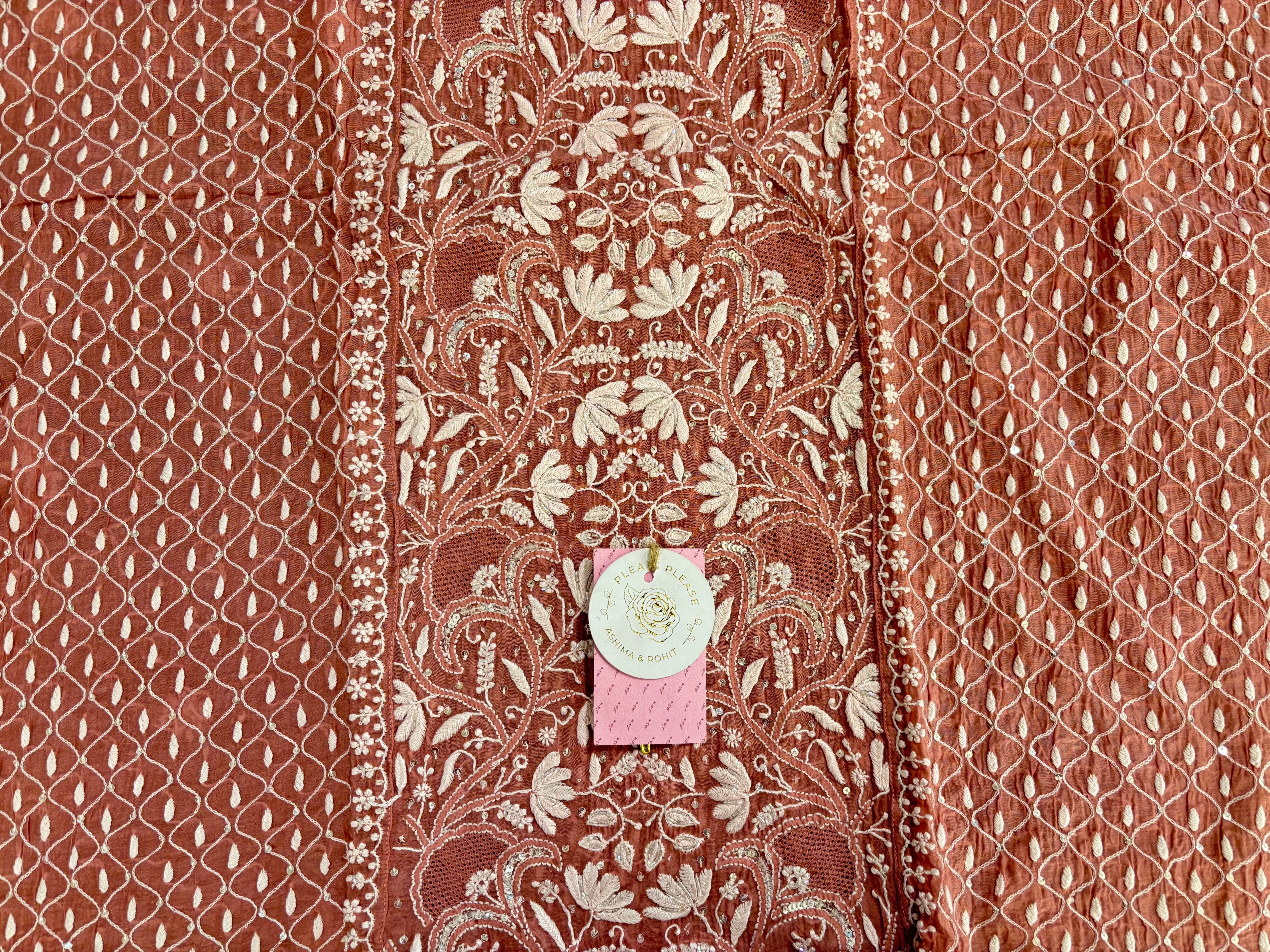 Dusty Rose Chanderi Mul Chikankari Kurta & Dupatta