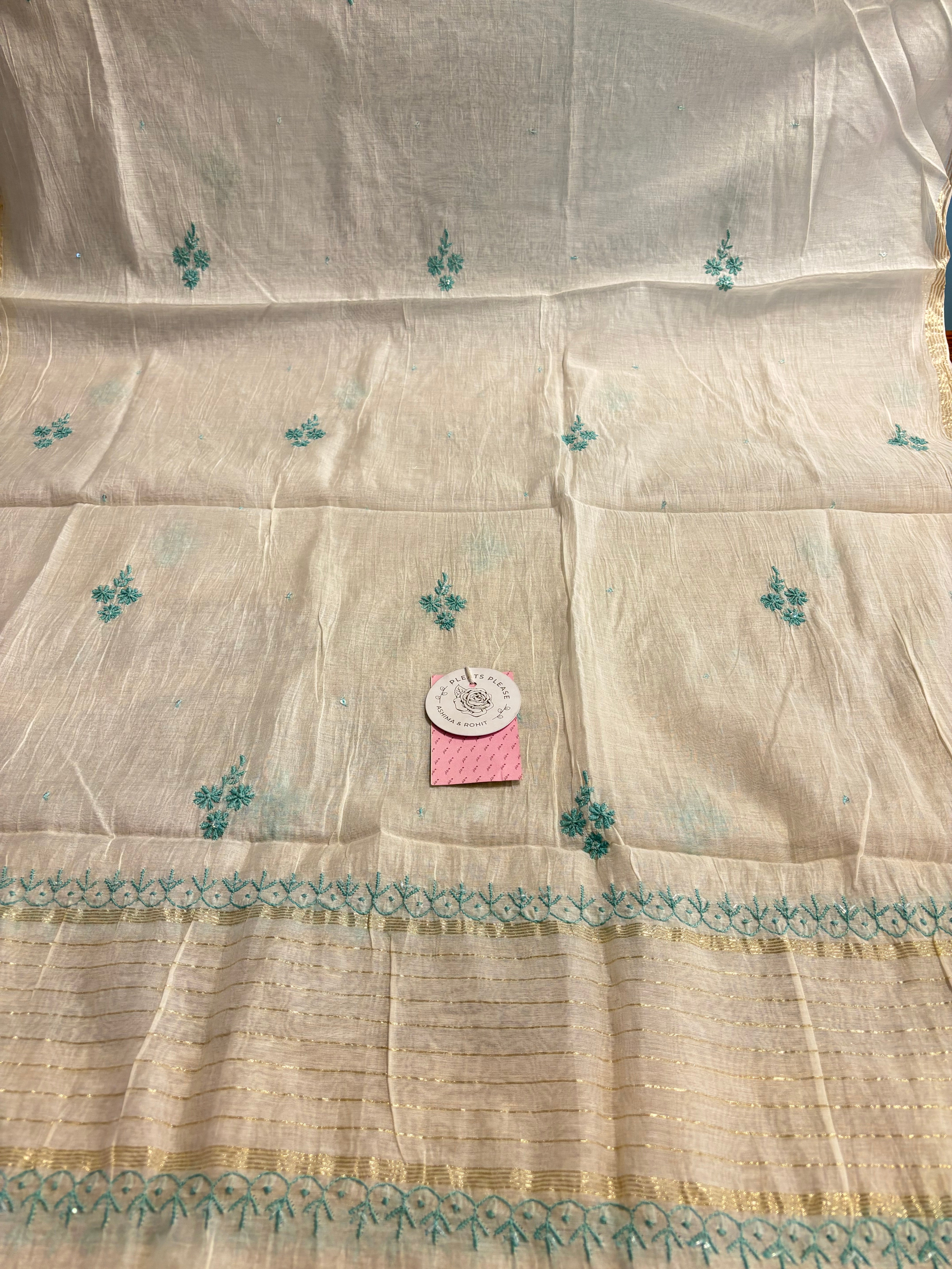 Dyeable Chanderi Mul Chikankari Kurta & Dupatta