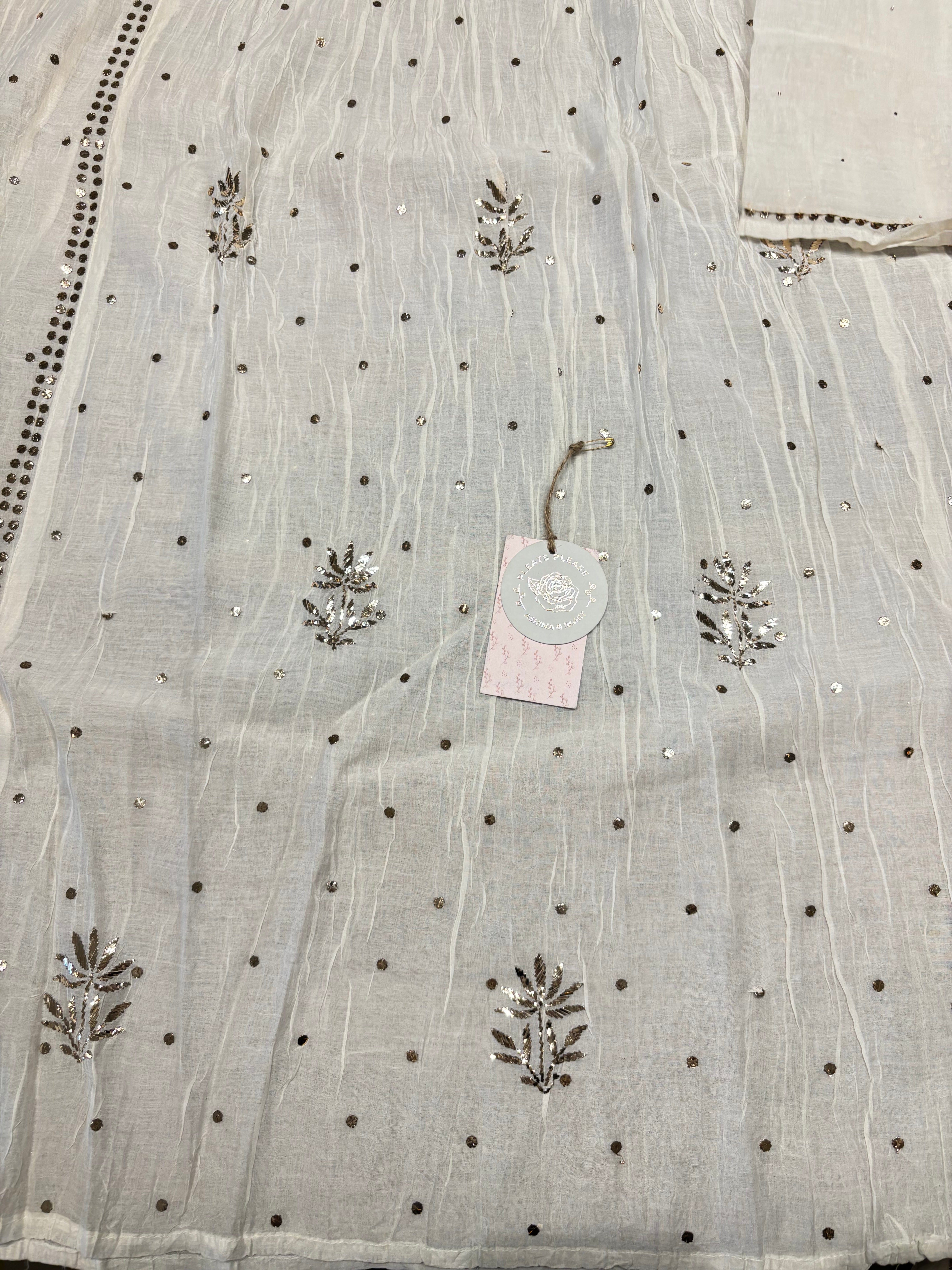 Dyeable Chanderi Mul Mukaish Aline Kurta And Dupatta Set
