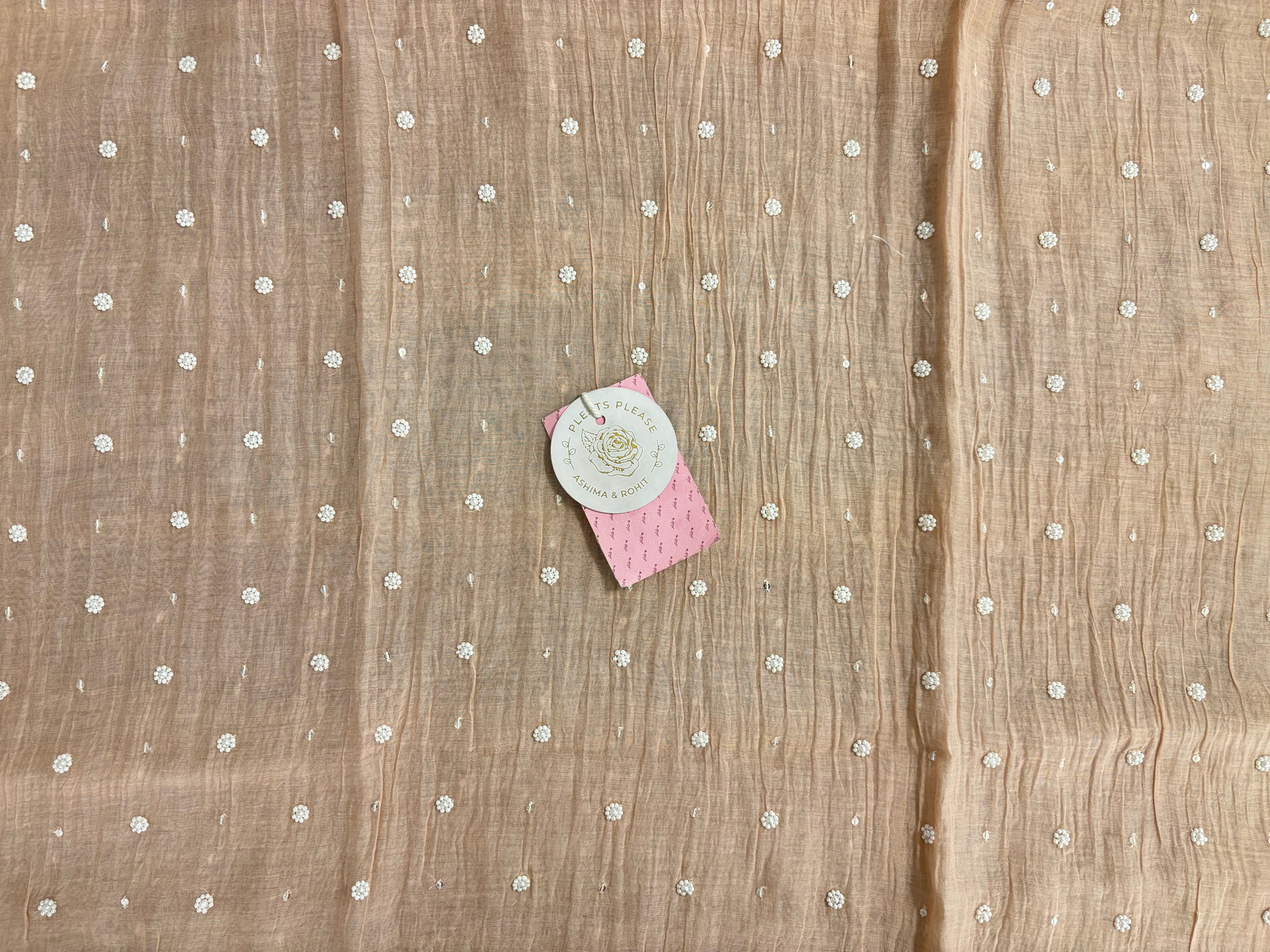 Champagne Pure Chanderi Ombre Chikankari Kurta & Dupatta - Pleats PleaseChikankari