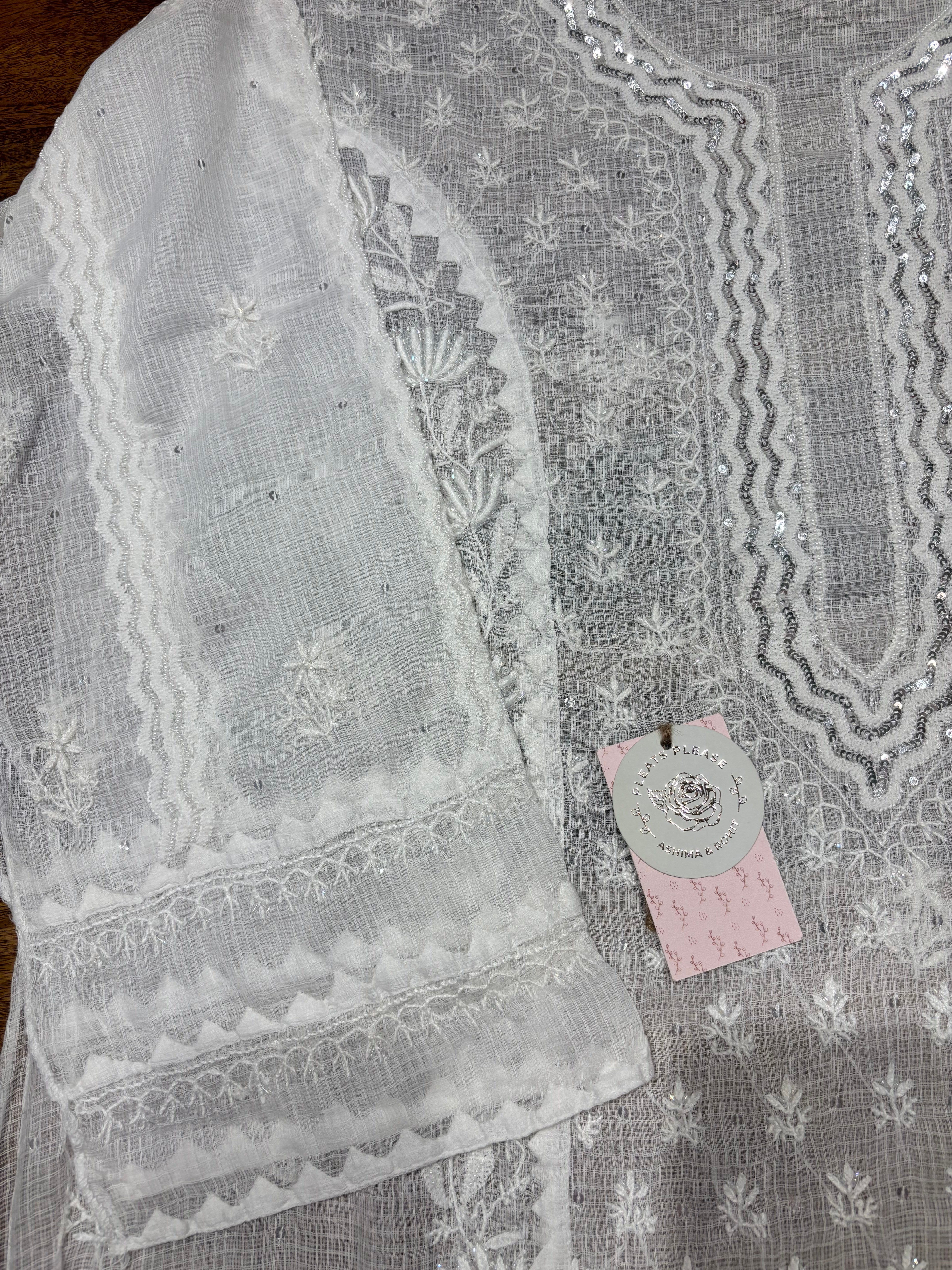Dyeable kota Chikankari kurta and Dupatta Set