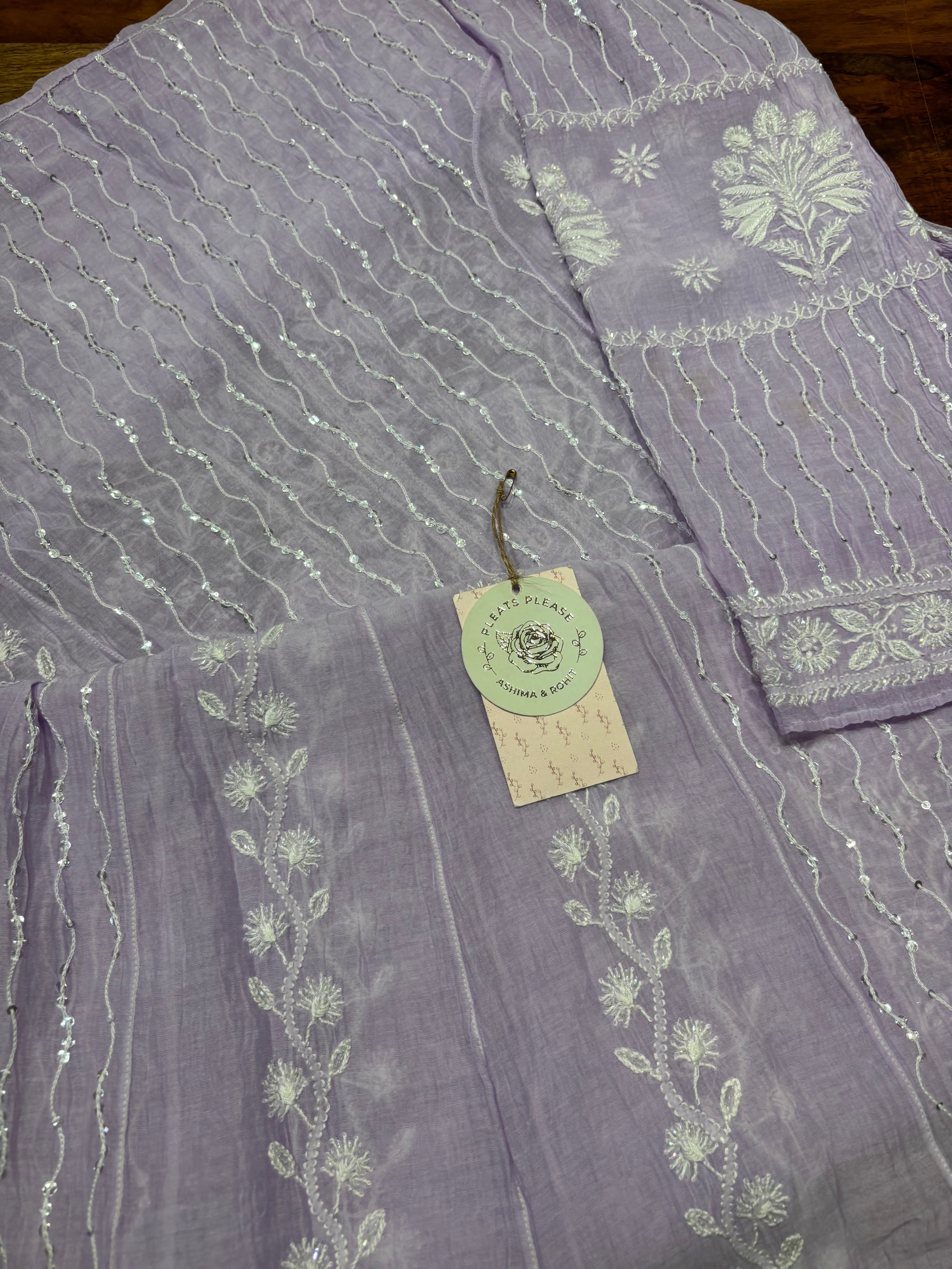Purple Chanderi Mul Anarkali and Dupatta set