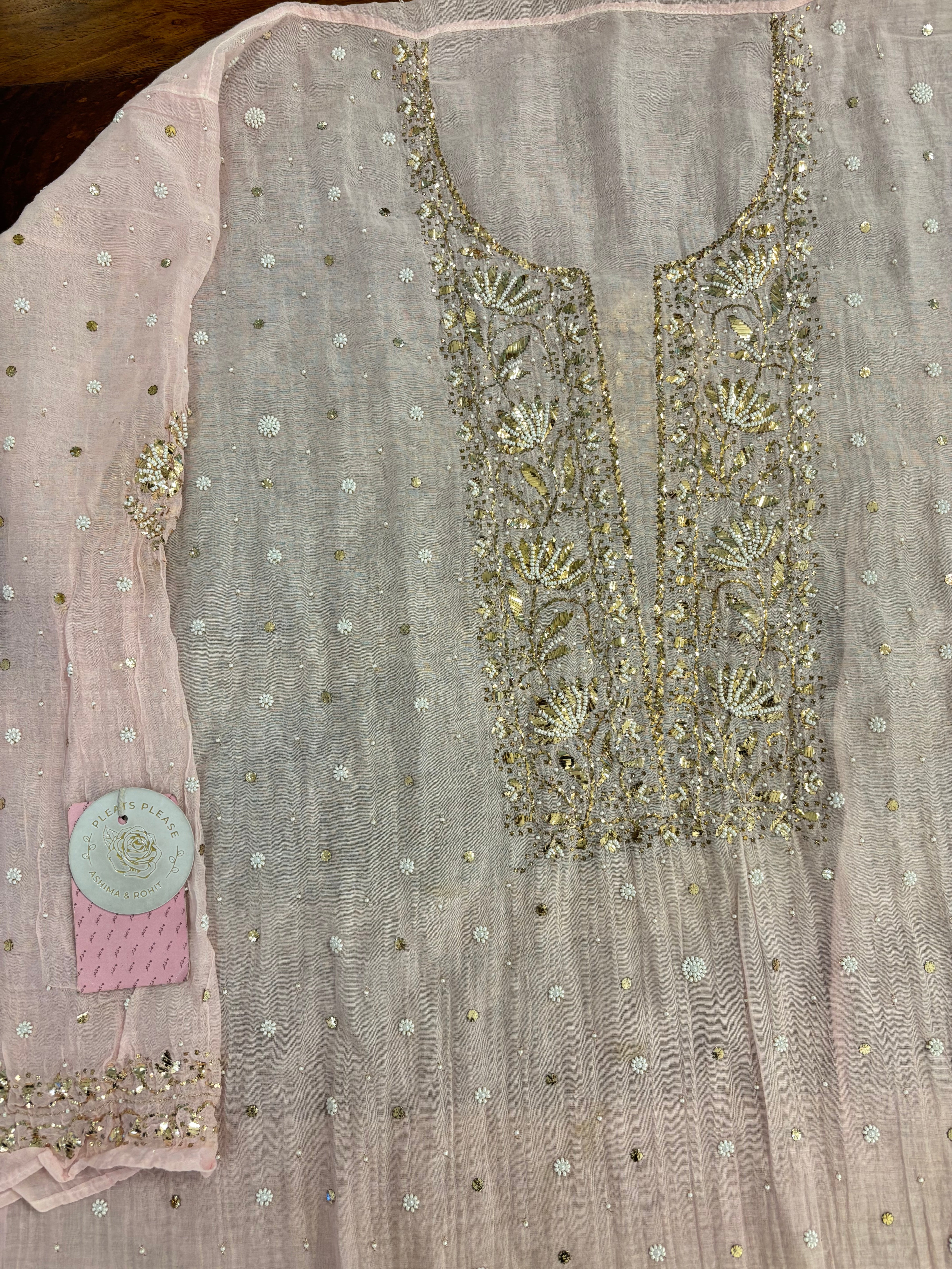 Pink Ombré Chanderi Mukaish Kurta & Dupatta