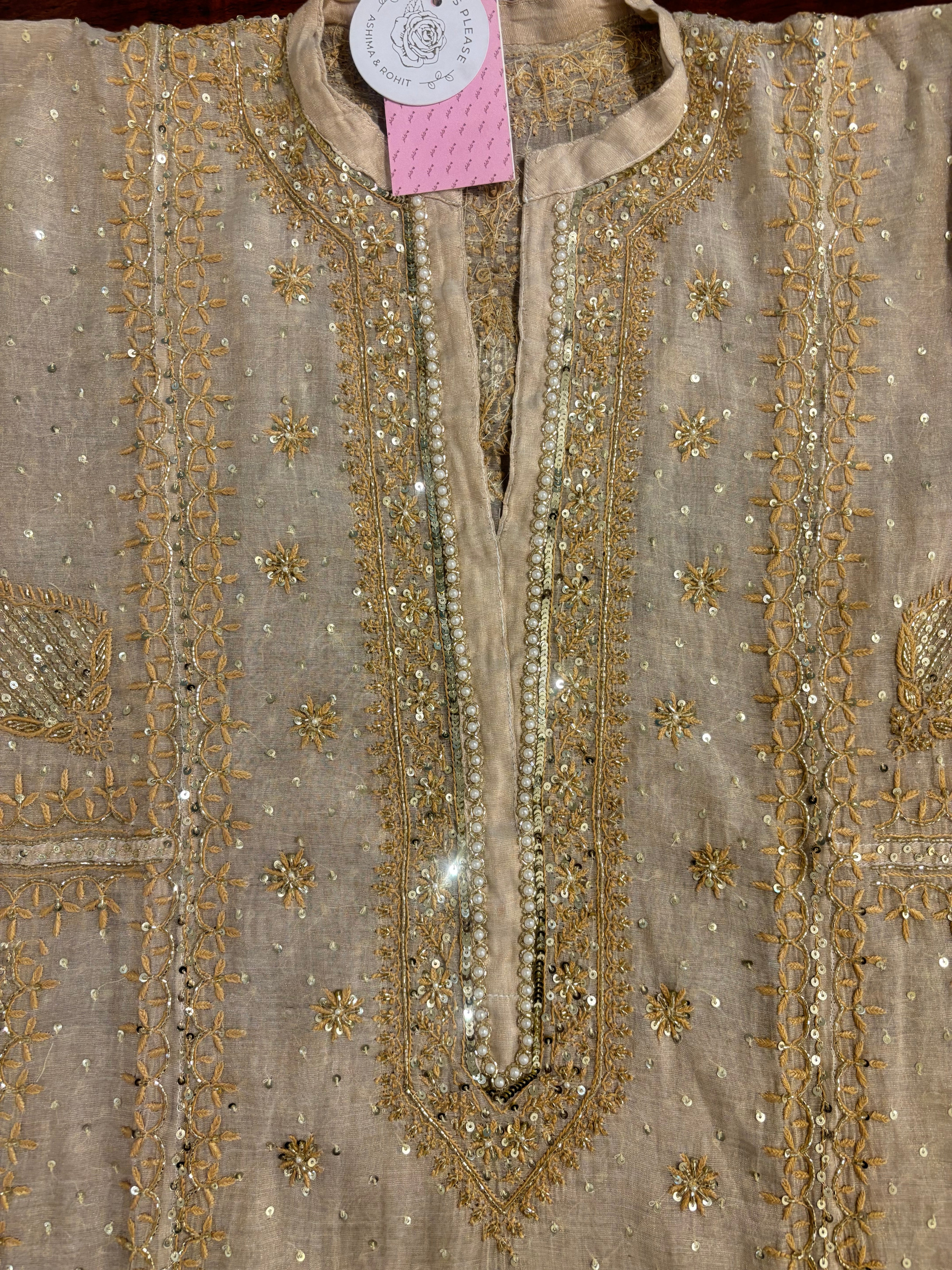 Dyeable Pure & Premium Tissue Pearl Neckline Chikankari Kurta & Dupatta