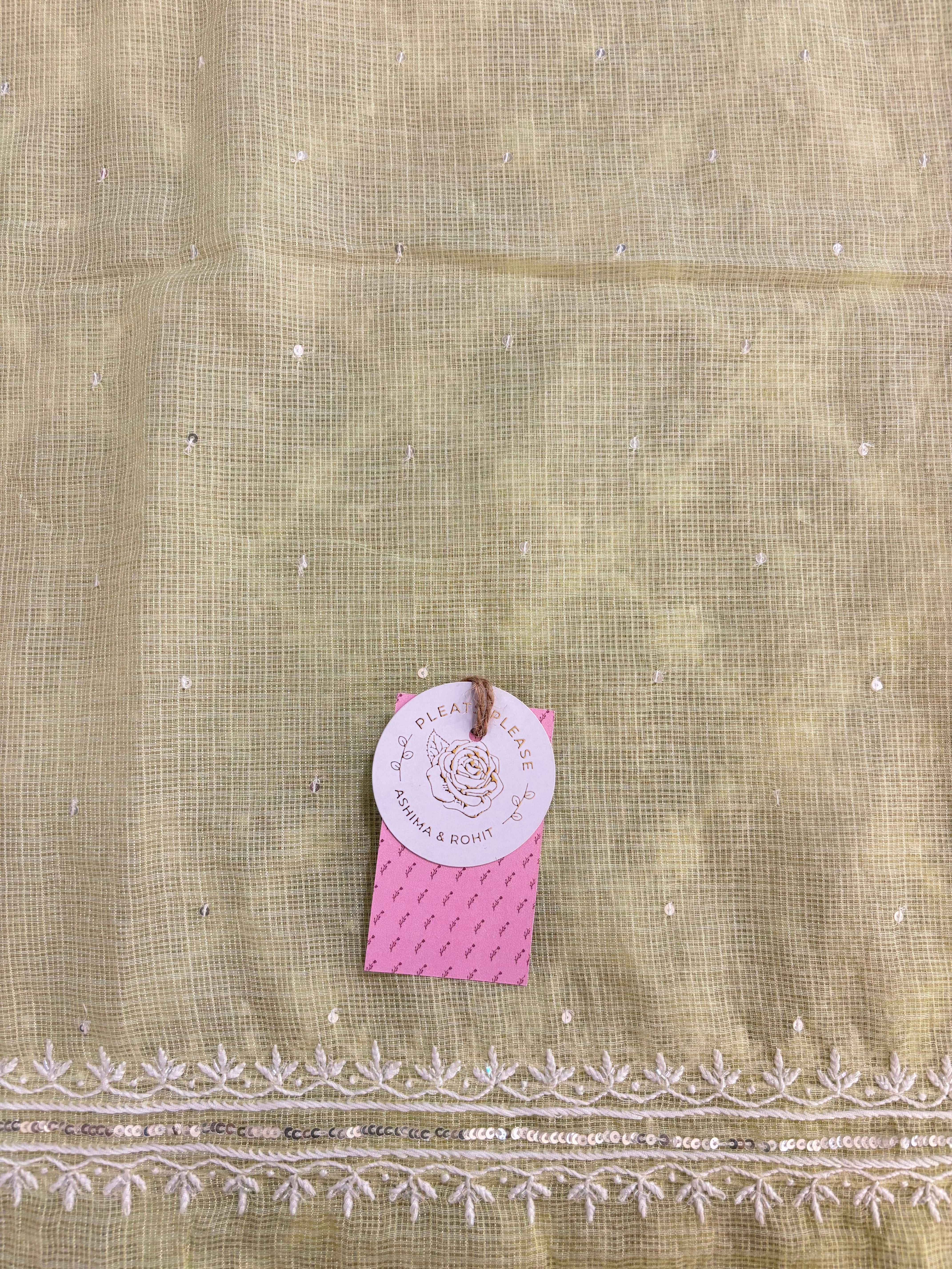 Pistachio Green Kota Doria Chikankari Kurta & Dupatta