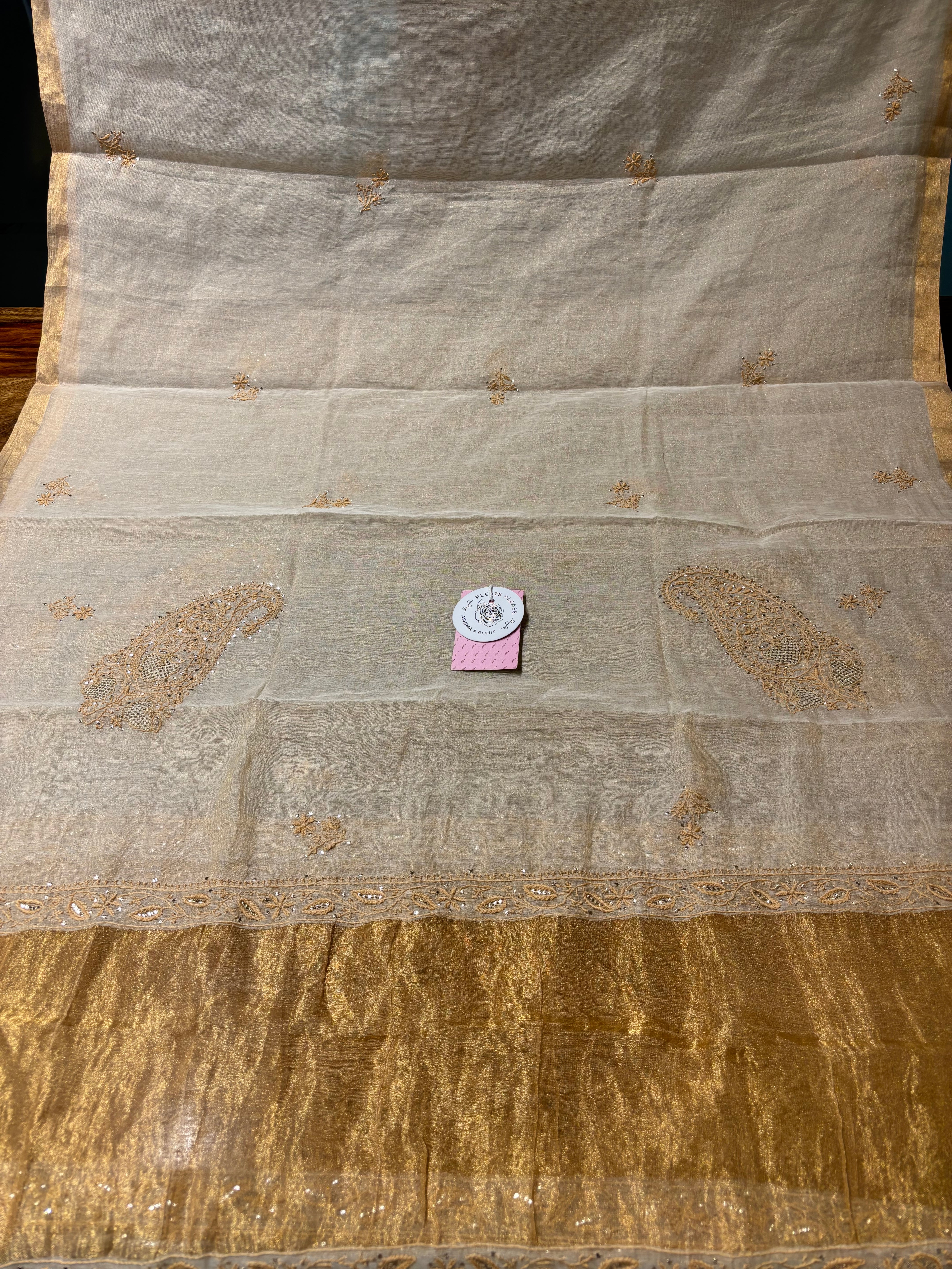 Dyeable Pure Tissue Chikankari A-Line Anarkali & Dupatta