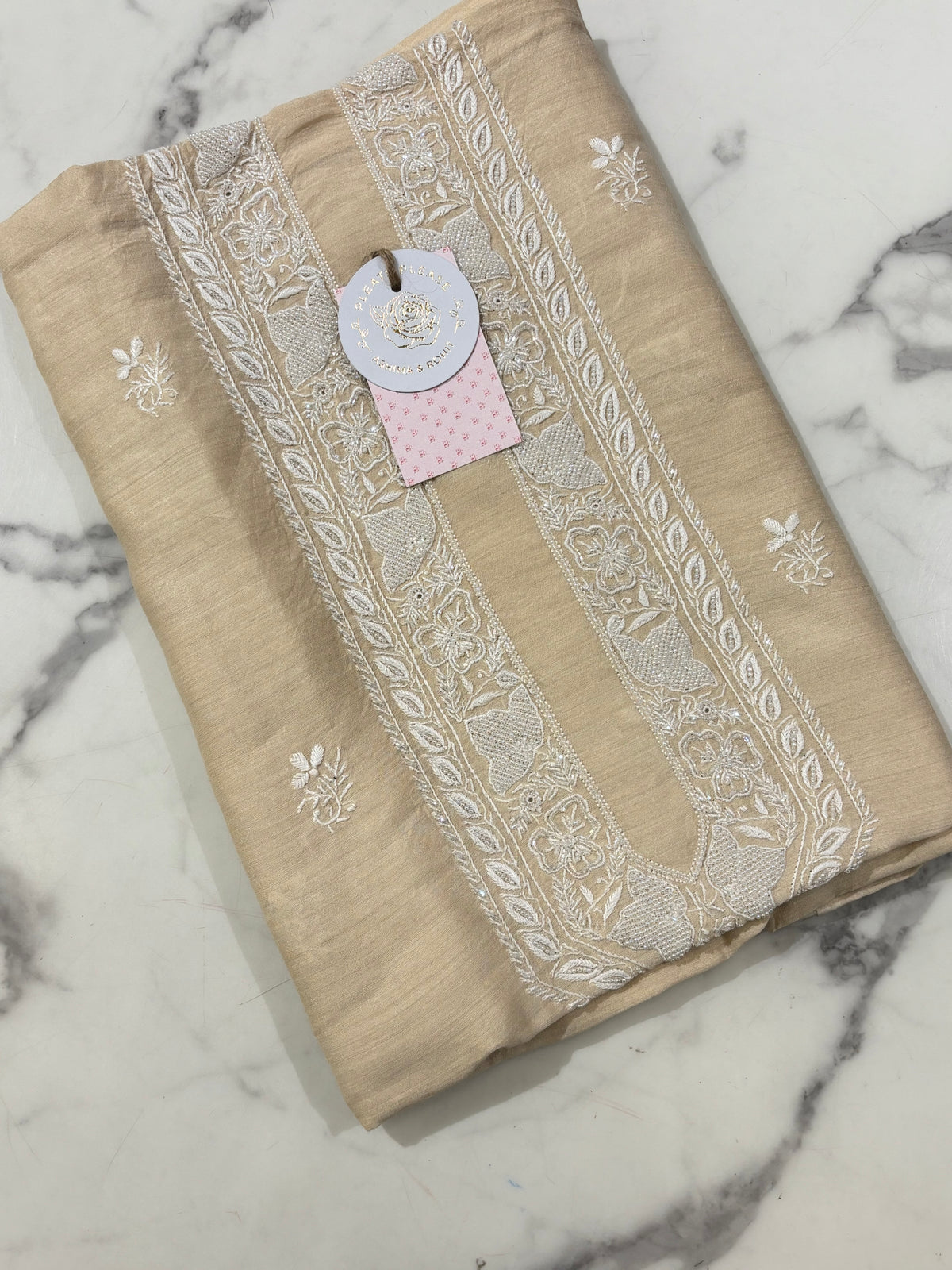 Dyeable Monga Silk Chikankari Men’s Kurta