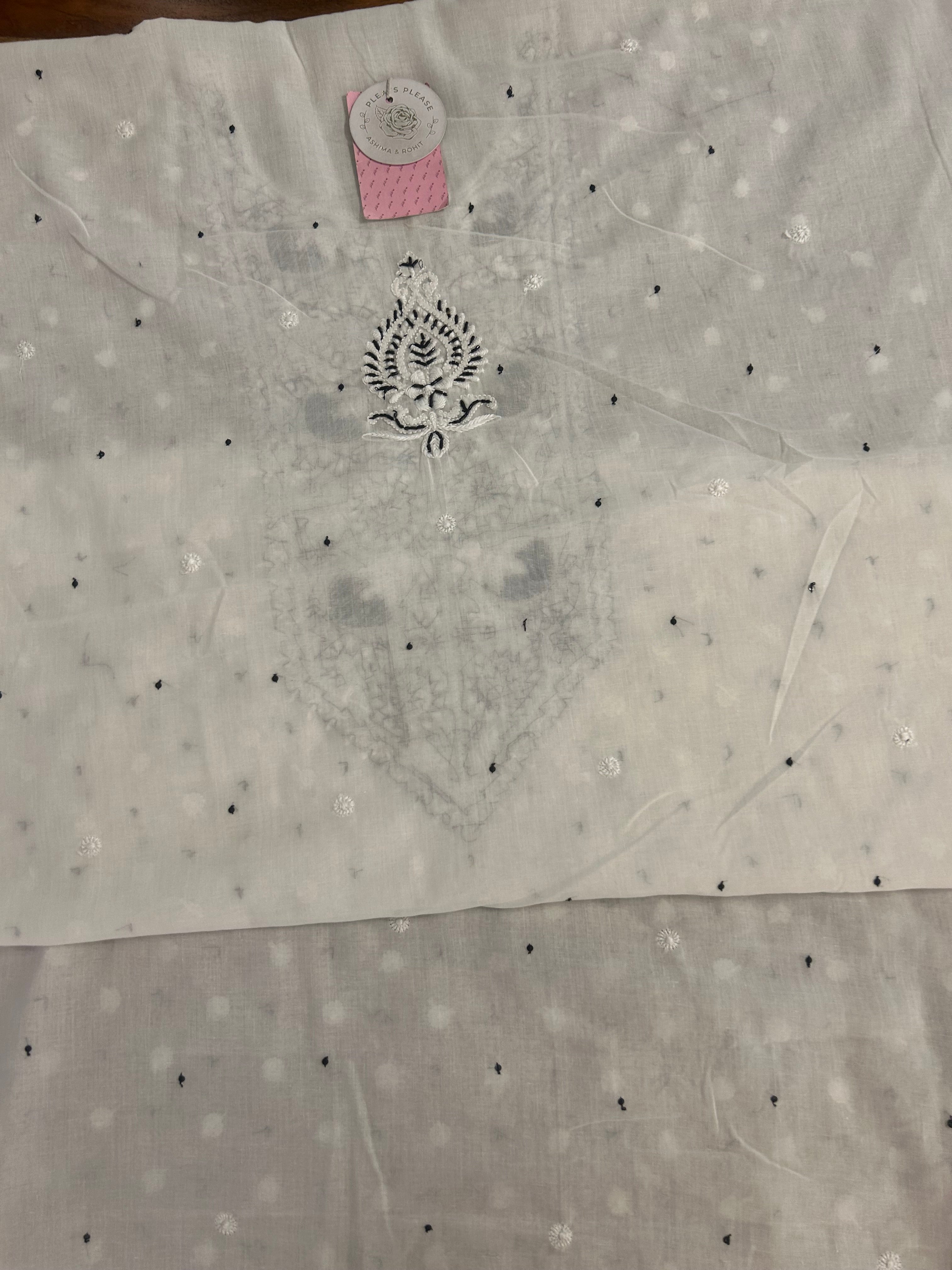 Dyeable White Mulmul Chikankari Kurta