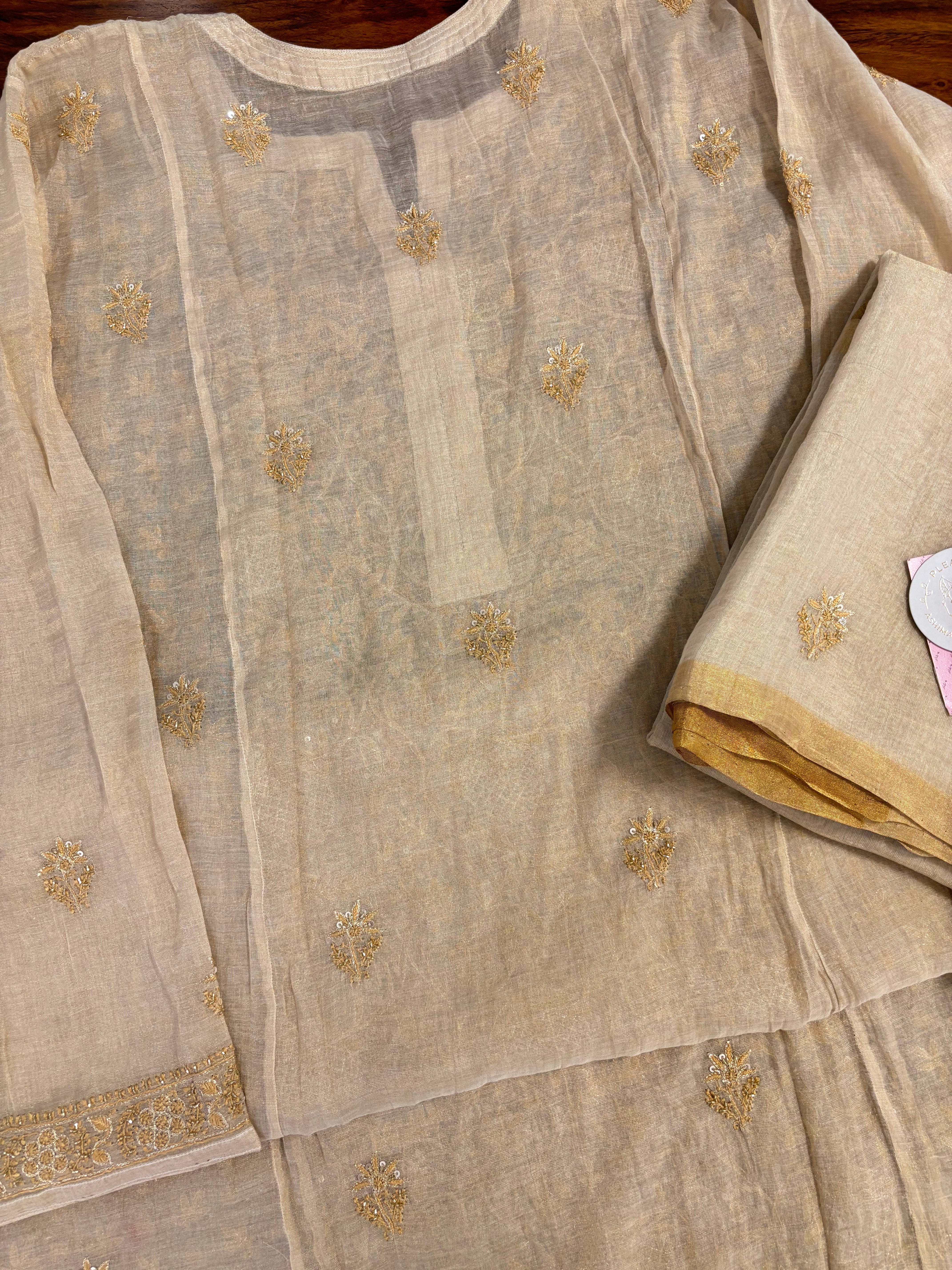 Dyeable Pure Tissue Chikankari Kurta & Dupatta