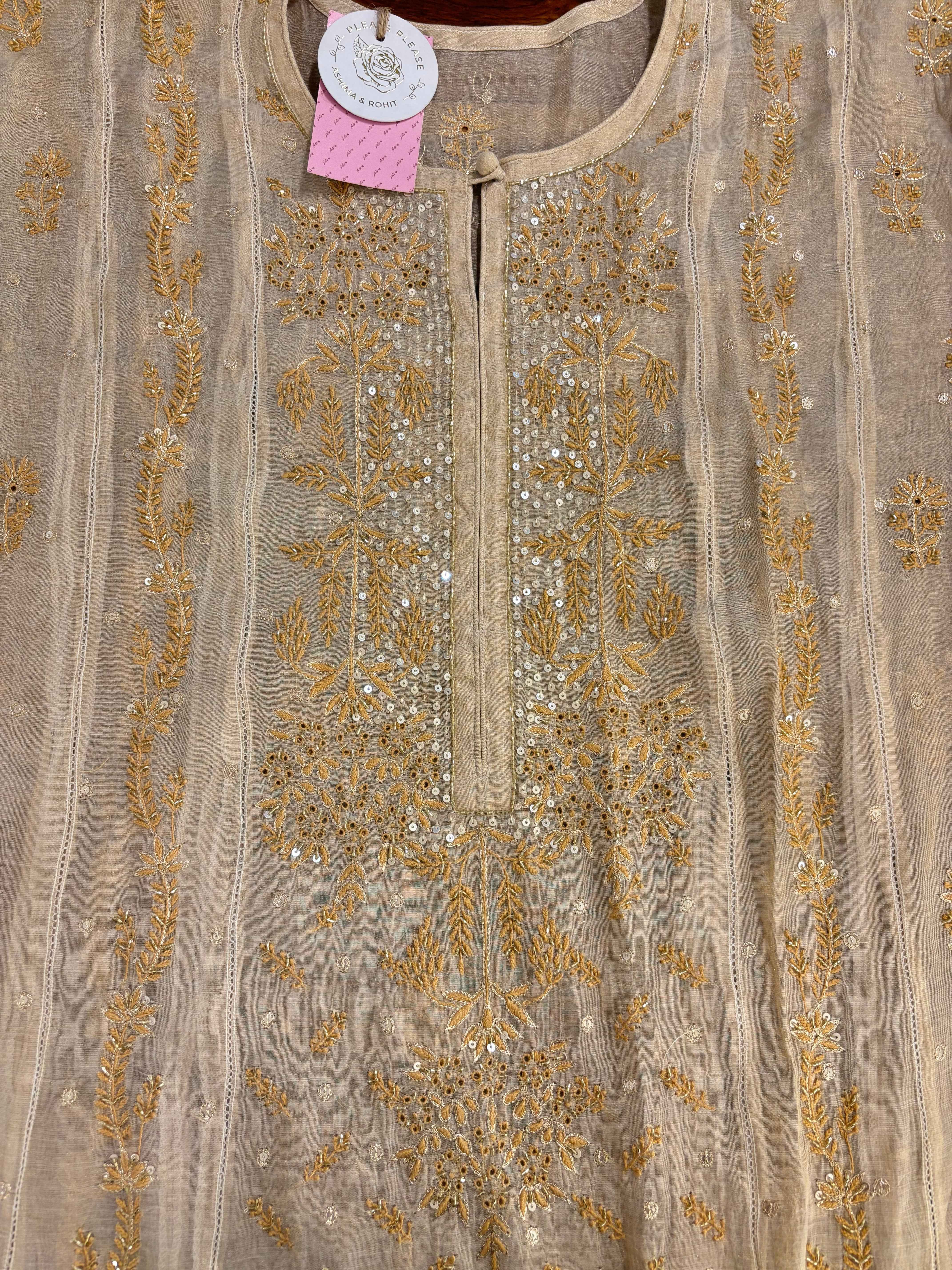 Dyeable Pure & Premium Tissue Chikankari Kurta & Dupatta