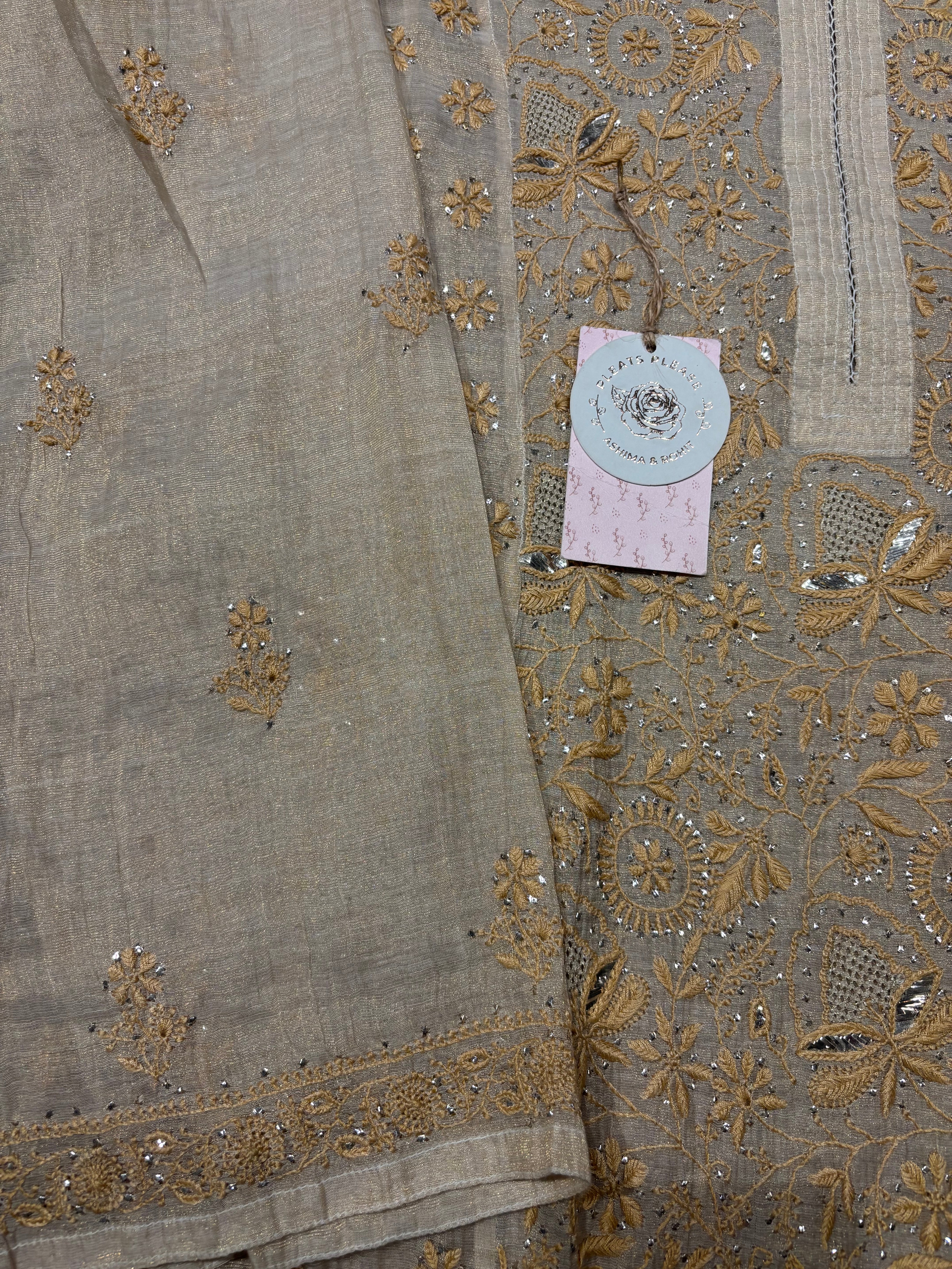 Dyeable Pure & Premium Tissue Chikankari & Mukaish Kurta and Dupatta set