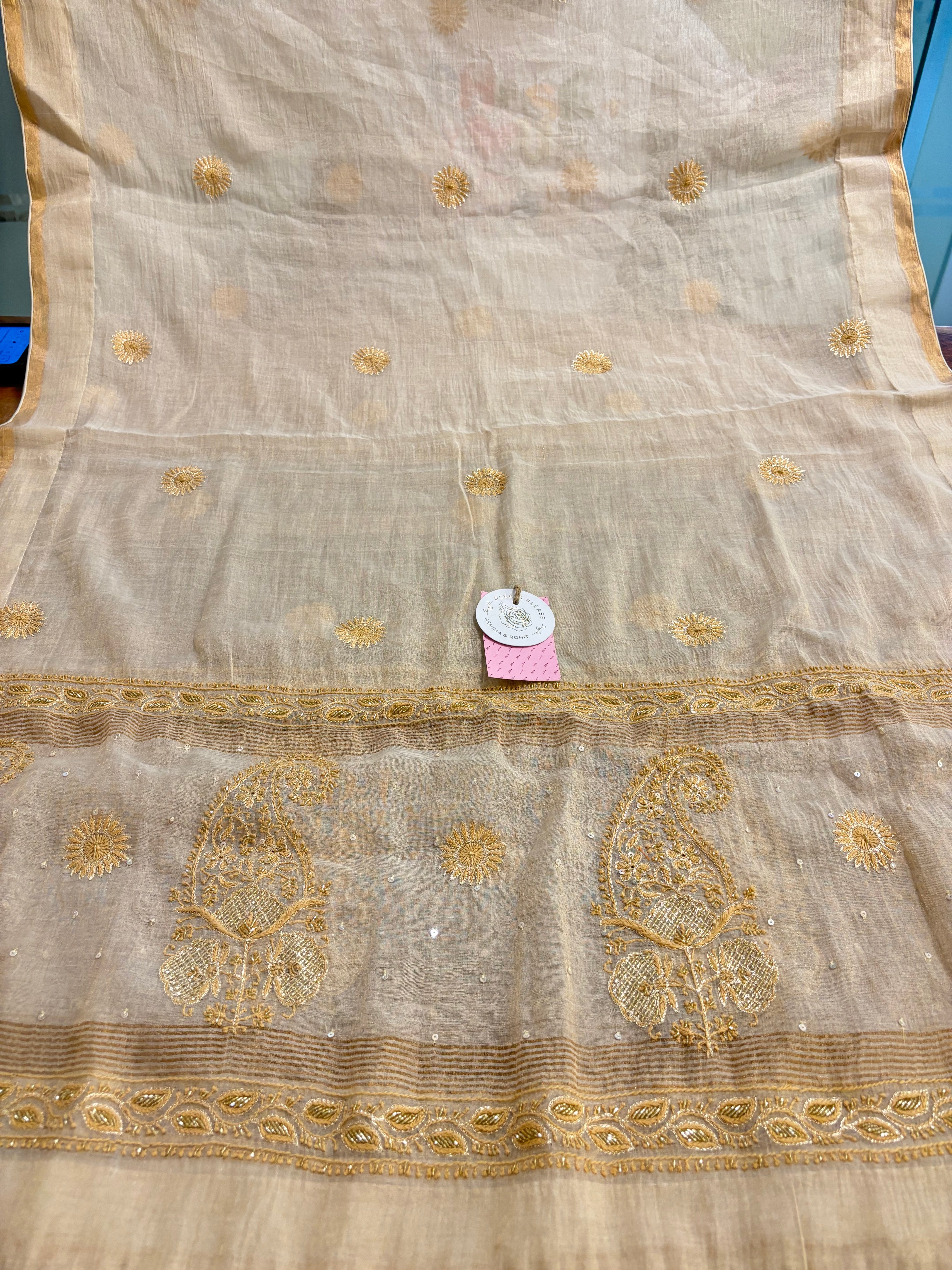 Dyeable Pure & Premium Tissue Mirror Chikankari Bajirao Anarkali & Dupatta