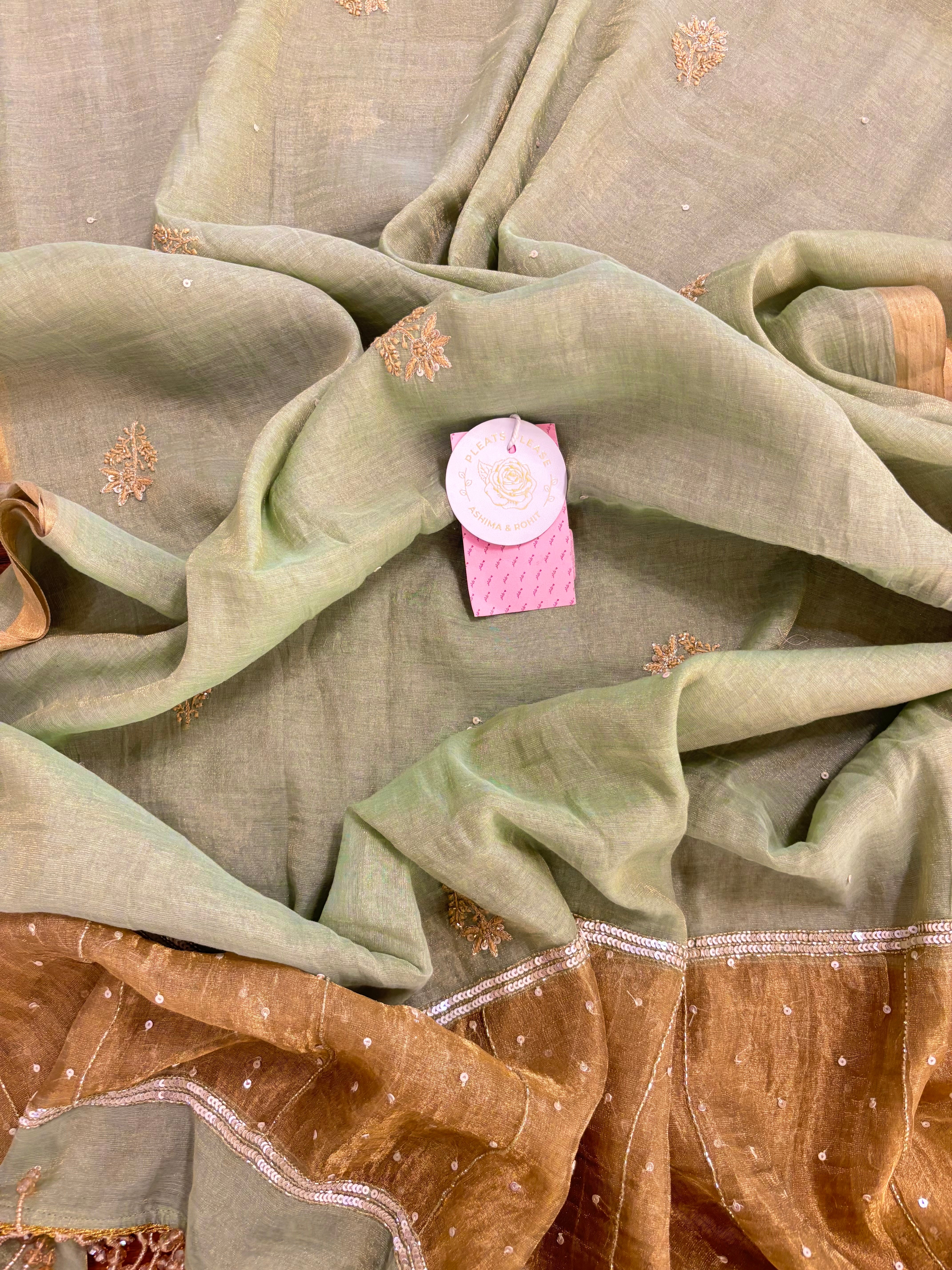 Pistachio Green Pure & Premium Tissue Chikankari Kurta & Dupatta
