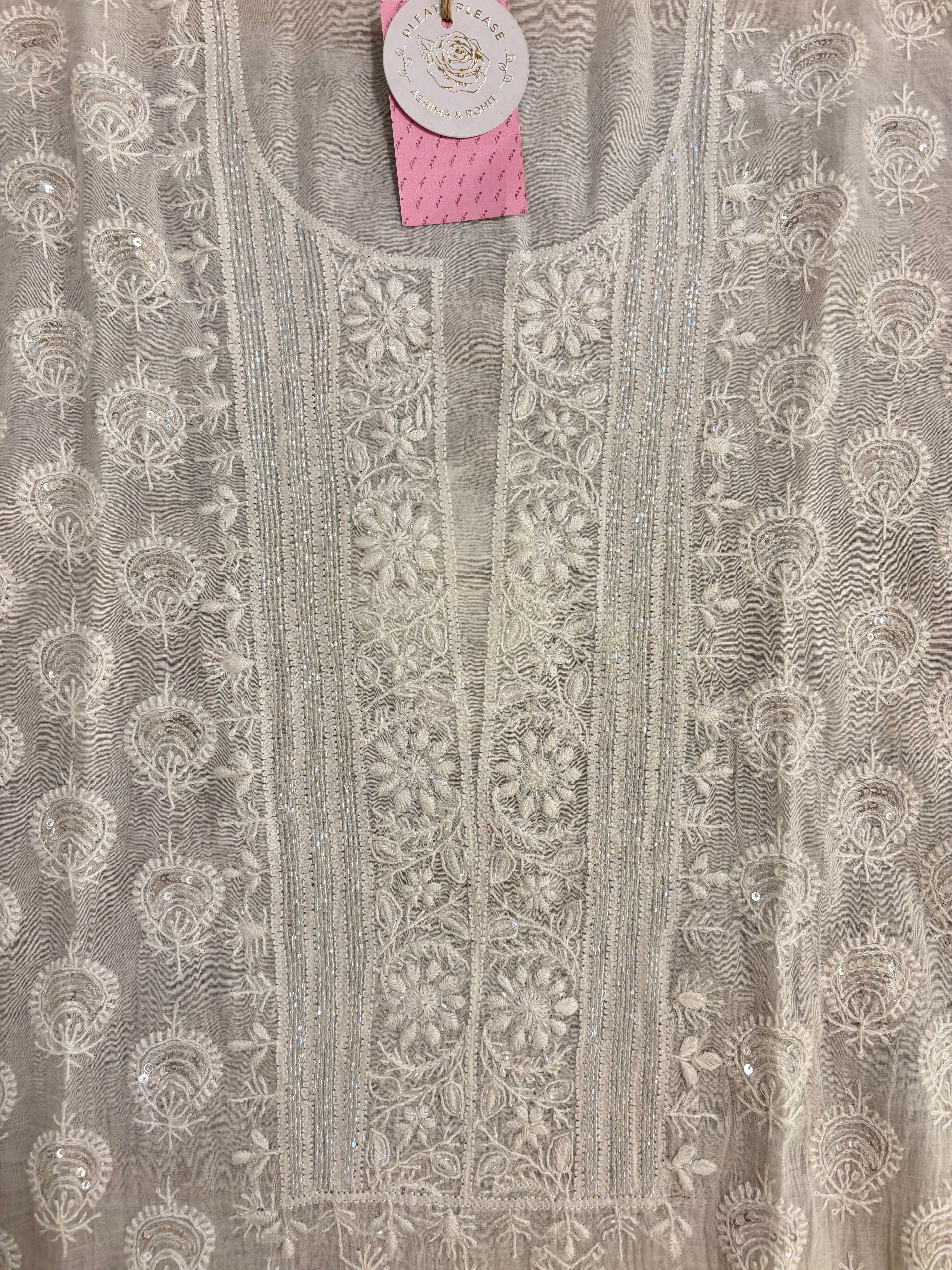 Dyeable Chanderi Chikankari Kurta & Dupatta