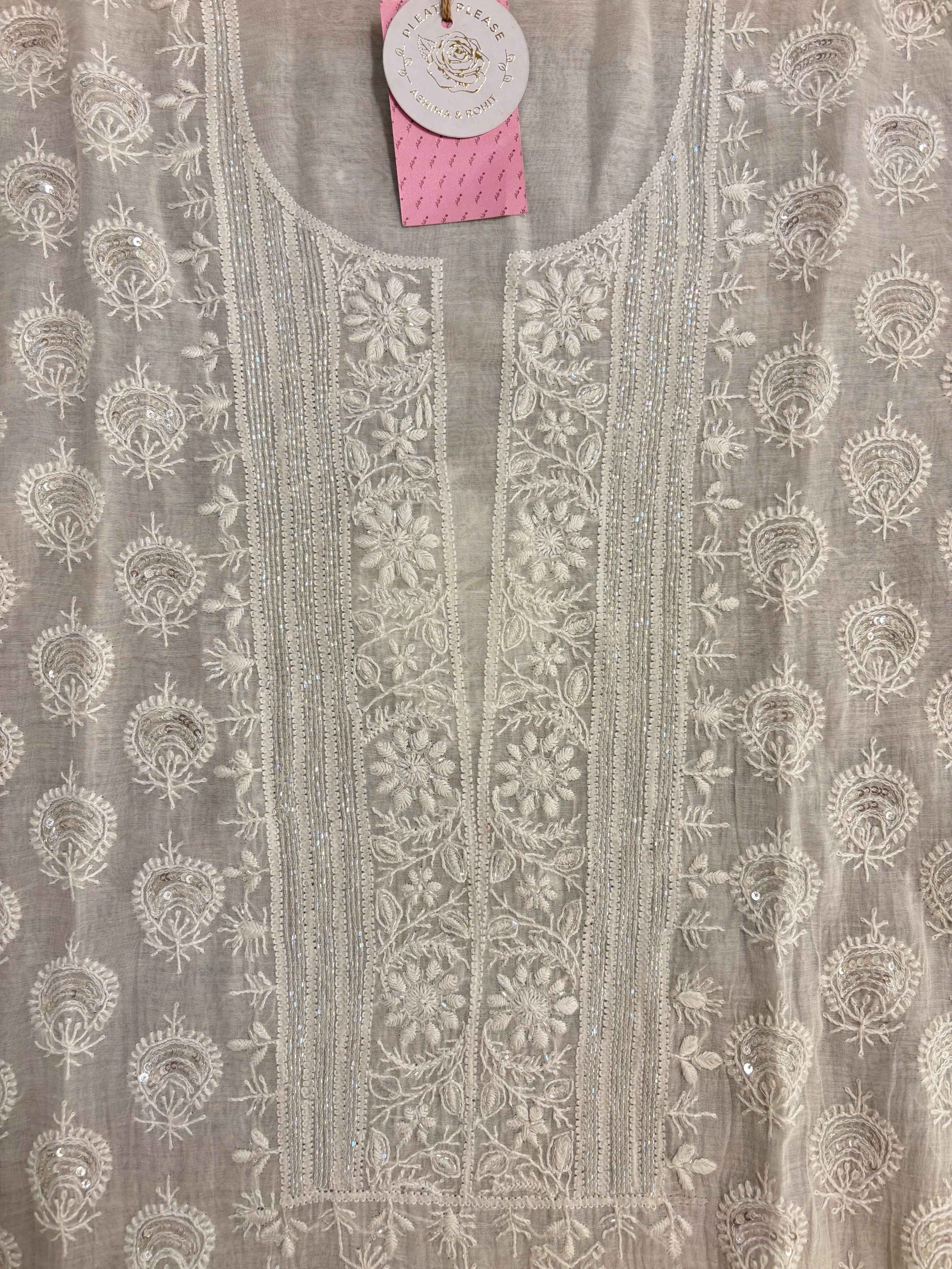 Dyeable Chanderi Chikankari Kurta & Dupatta