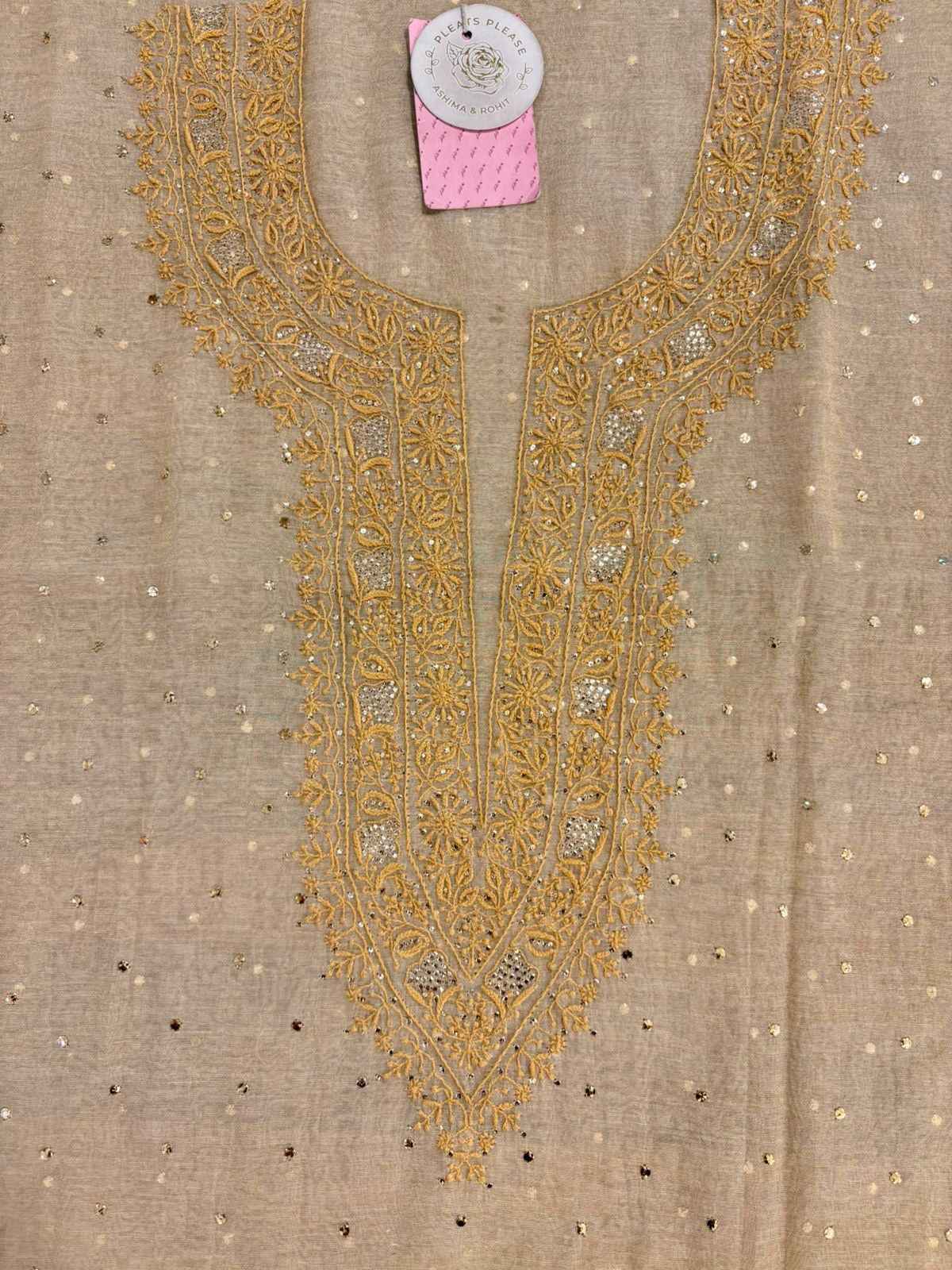 Dyeable Pure & Premium Tissue Chikankari Mukaish Kurta & Dupatta