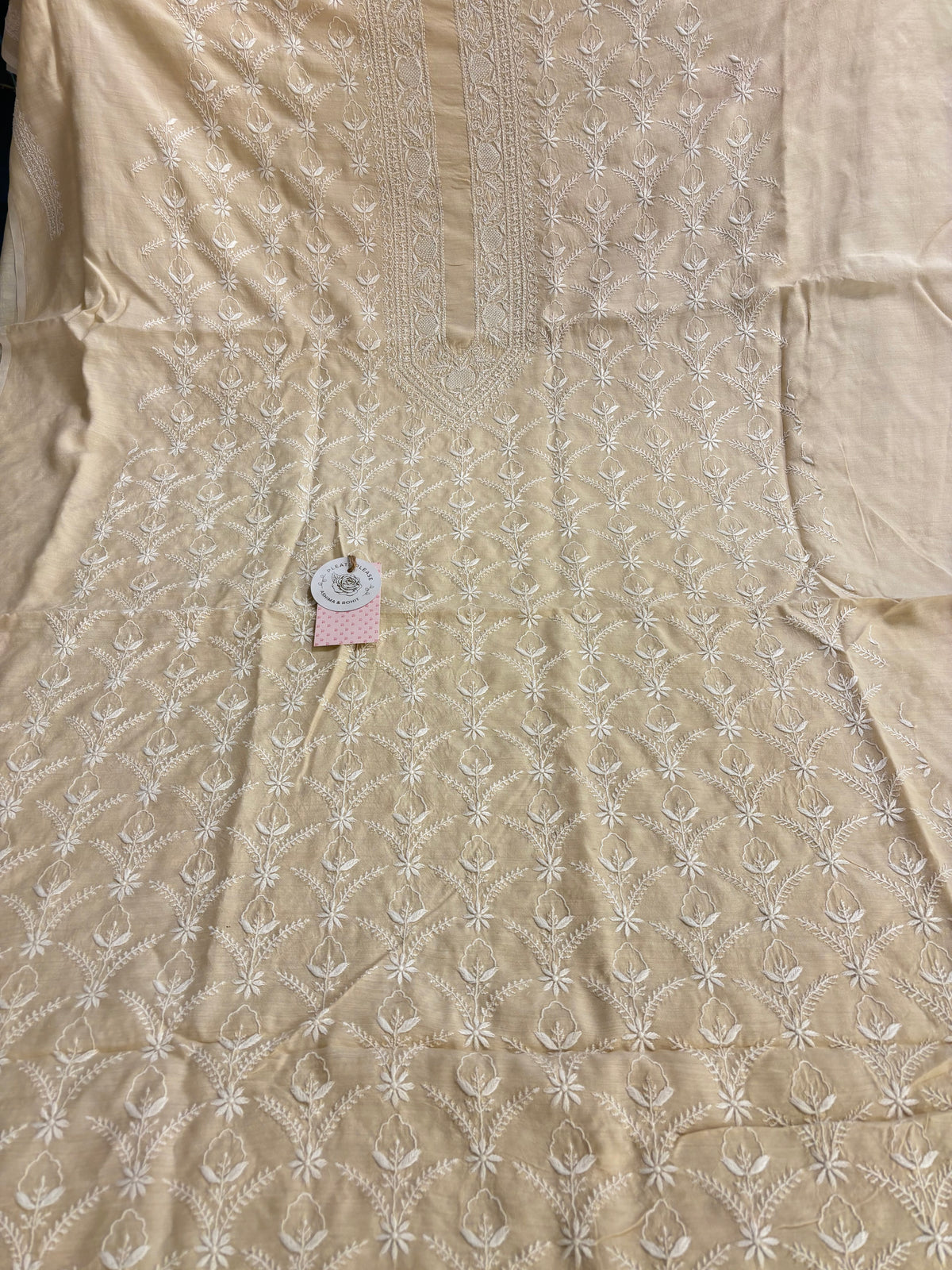 Dyeable Pure Monga Silk Chikankari Men’s Kurta