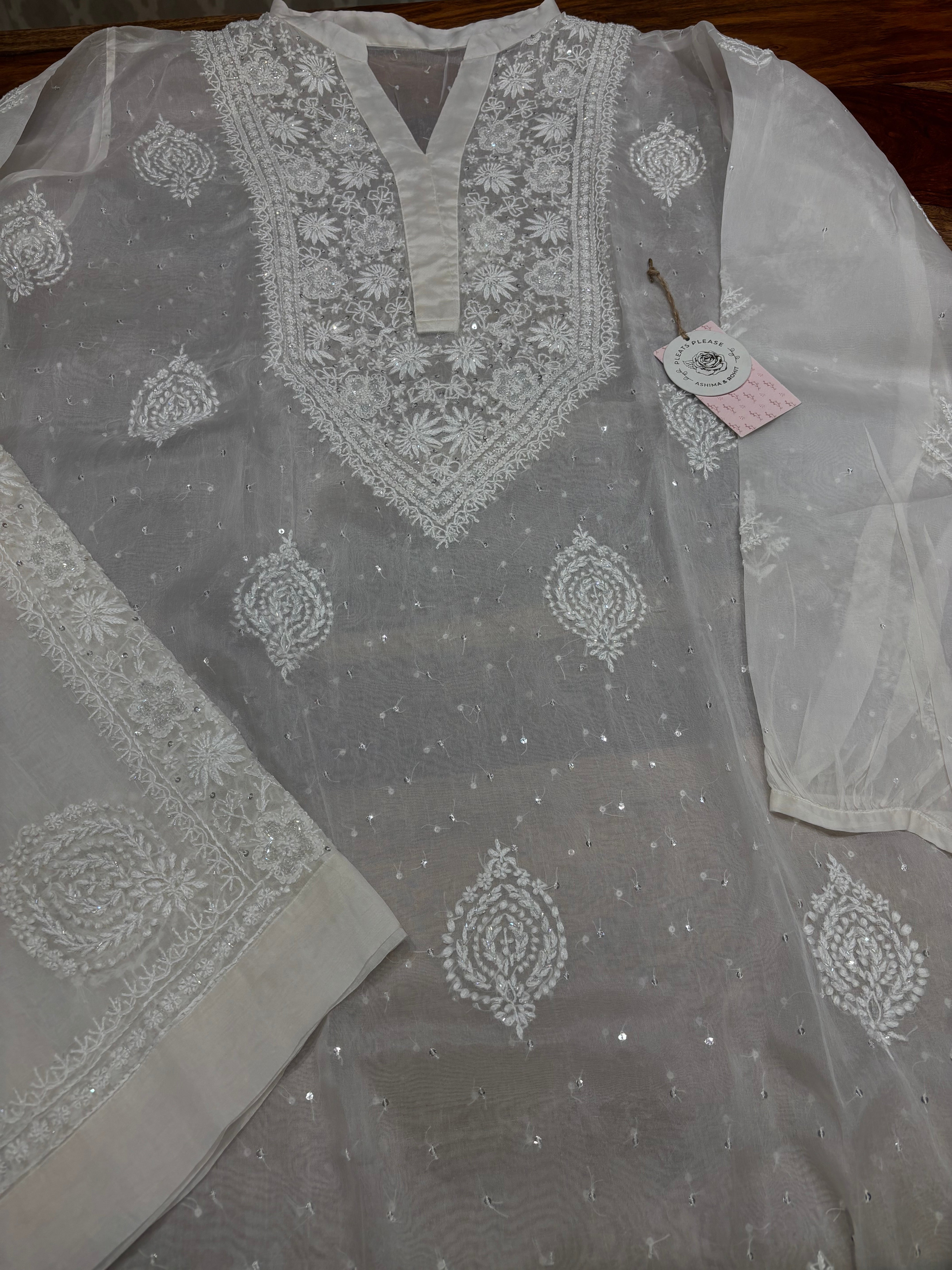 Dyeable Chikankari Organza Co-ord set