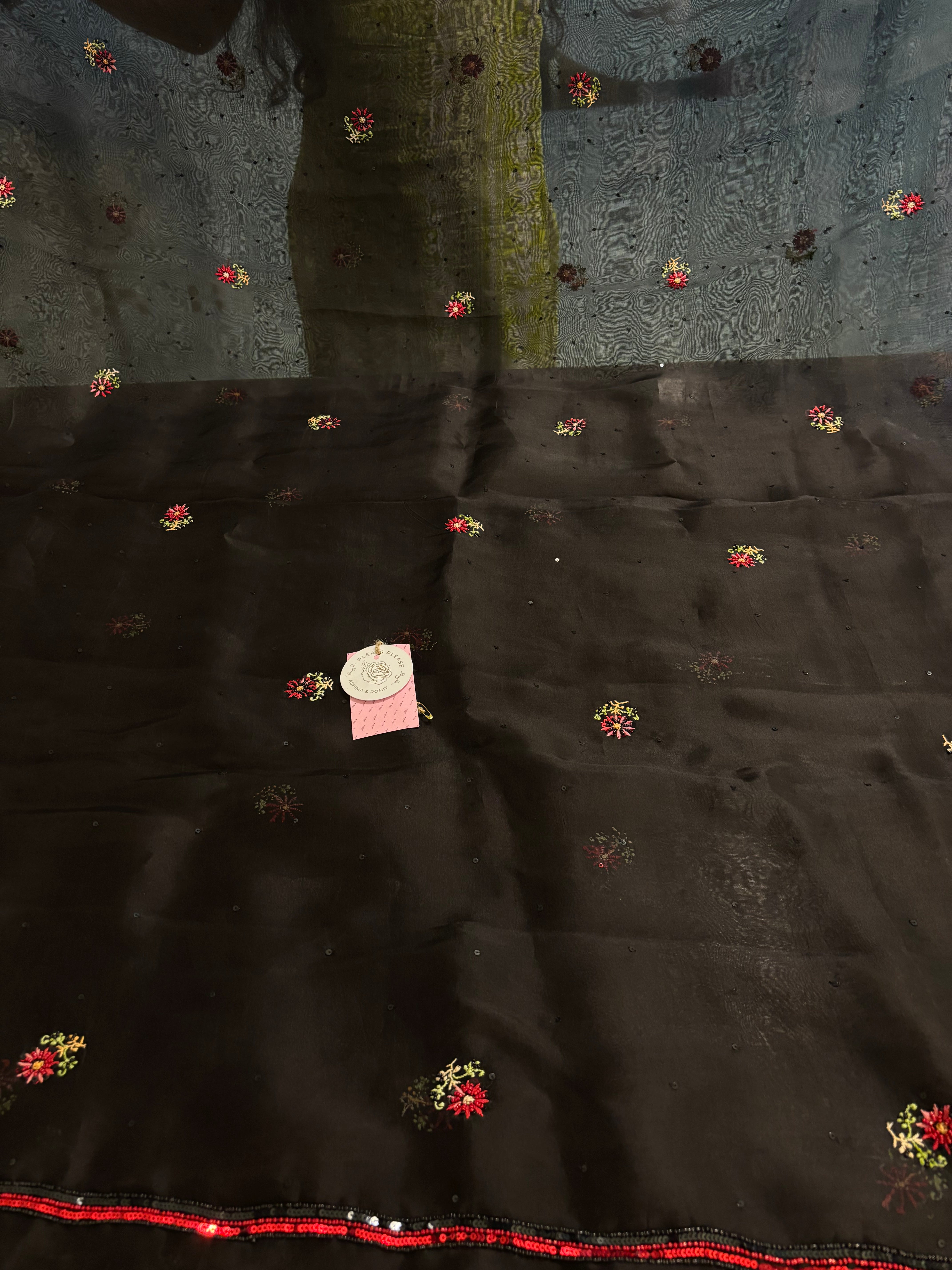 Black Pure Organza Chikankari Kurta & Dupatta