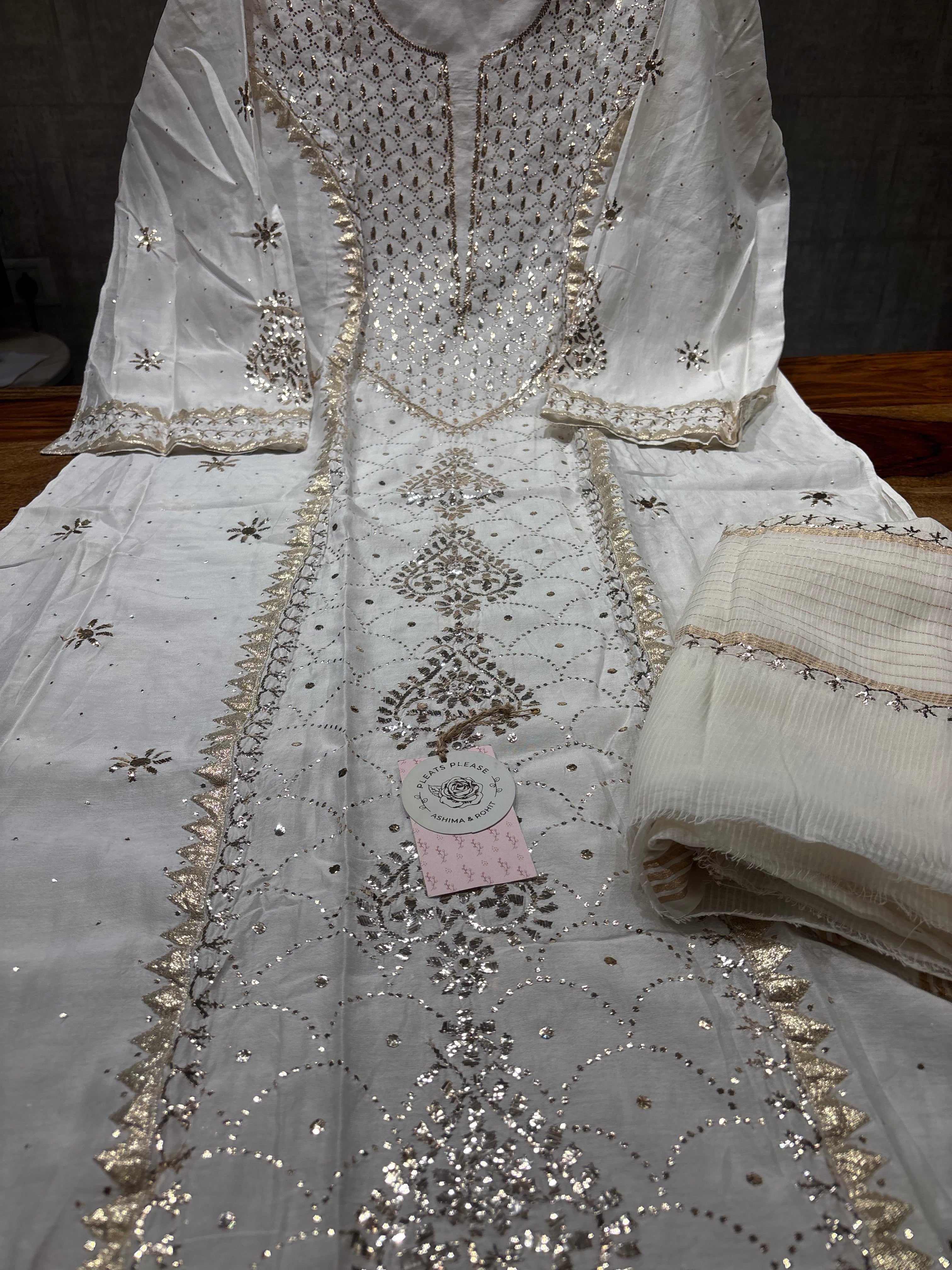 Dyeable Chanderi Silk Mukaish Kurta and Dupatta set