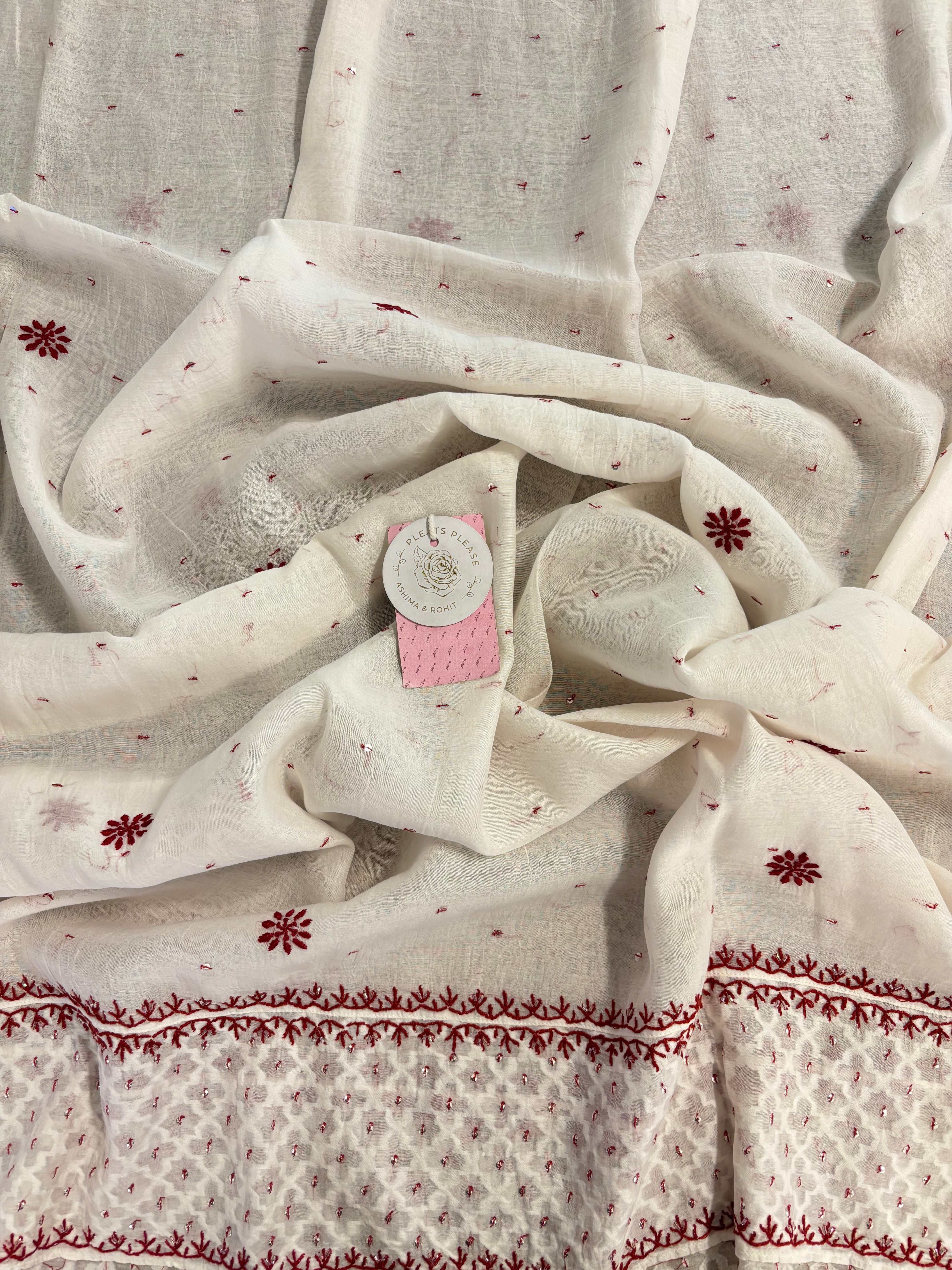Dyeable Pure Chanderi Chikankari Anarkali & Dupatta Set