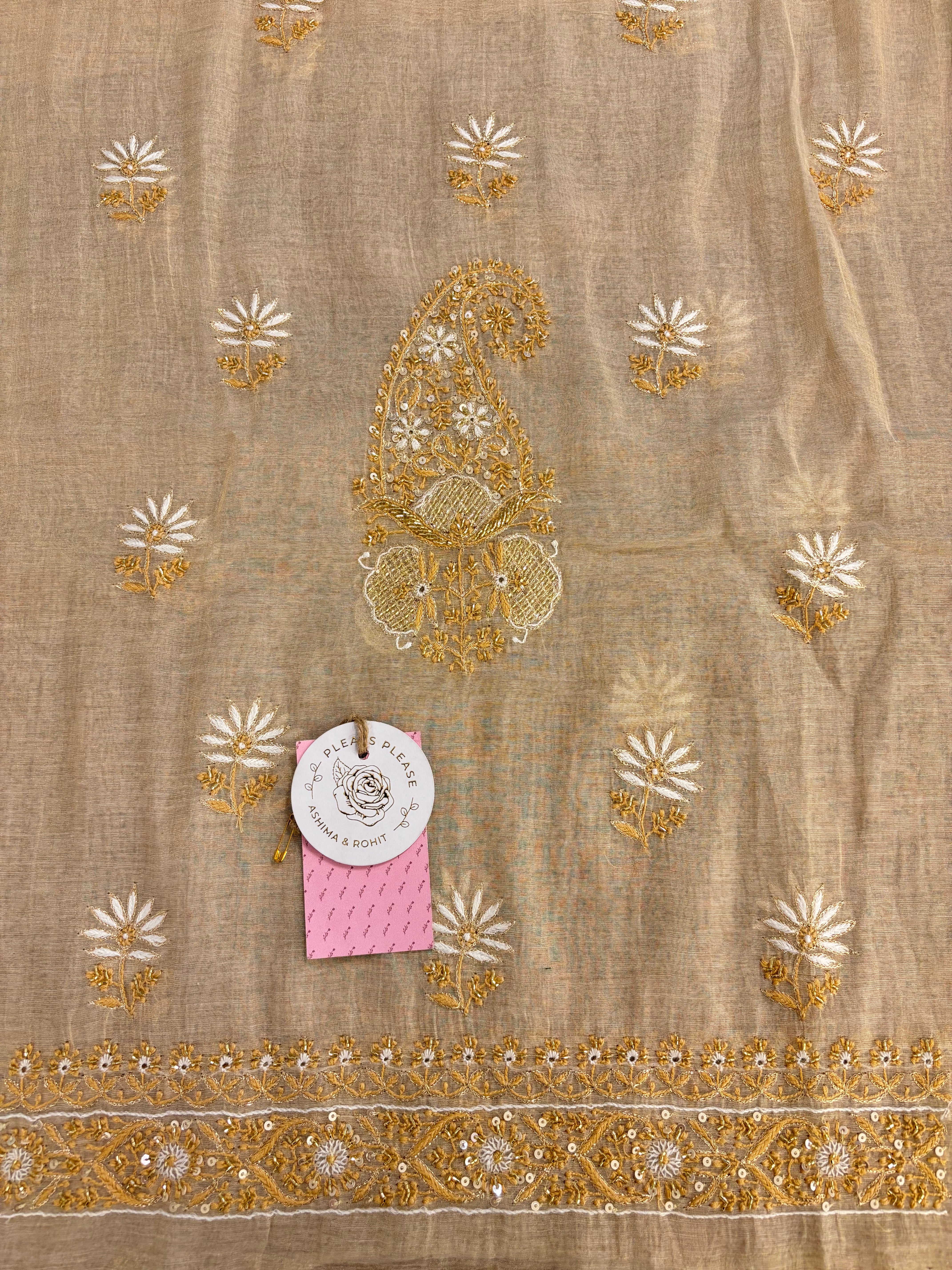 Dyeable Pure & Premium Tissue Chikankari Kurta & Dupatta