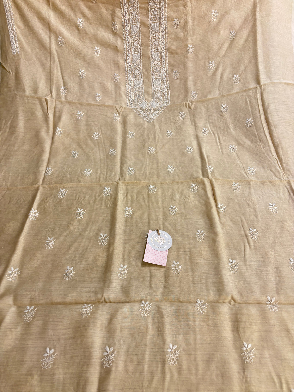 Dyeable Monga Silk Chikankari Men’s Kurta