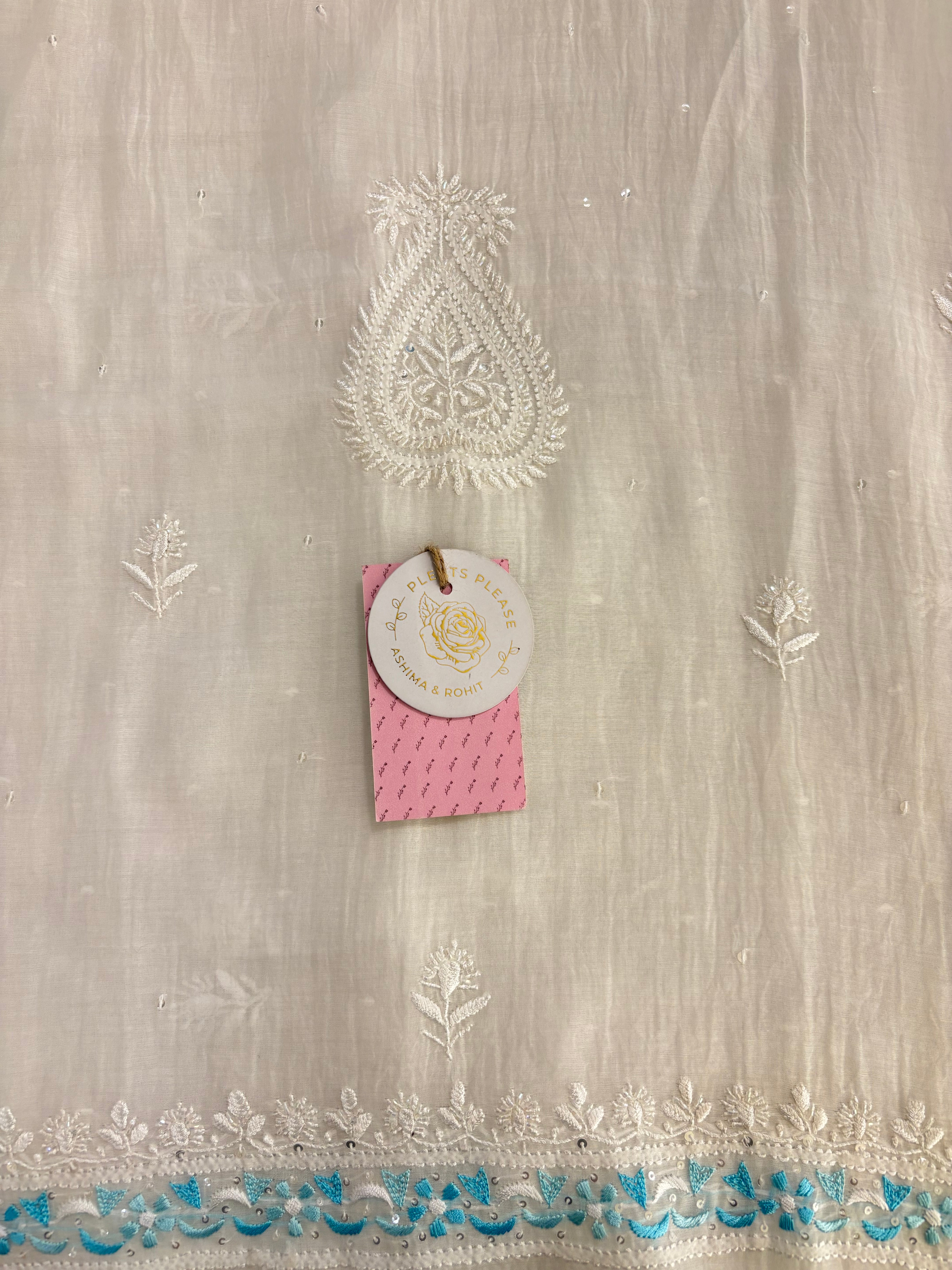 Dyeable Chanderi Parsi Gara Chikankari Kurta & Dupatta