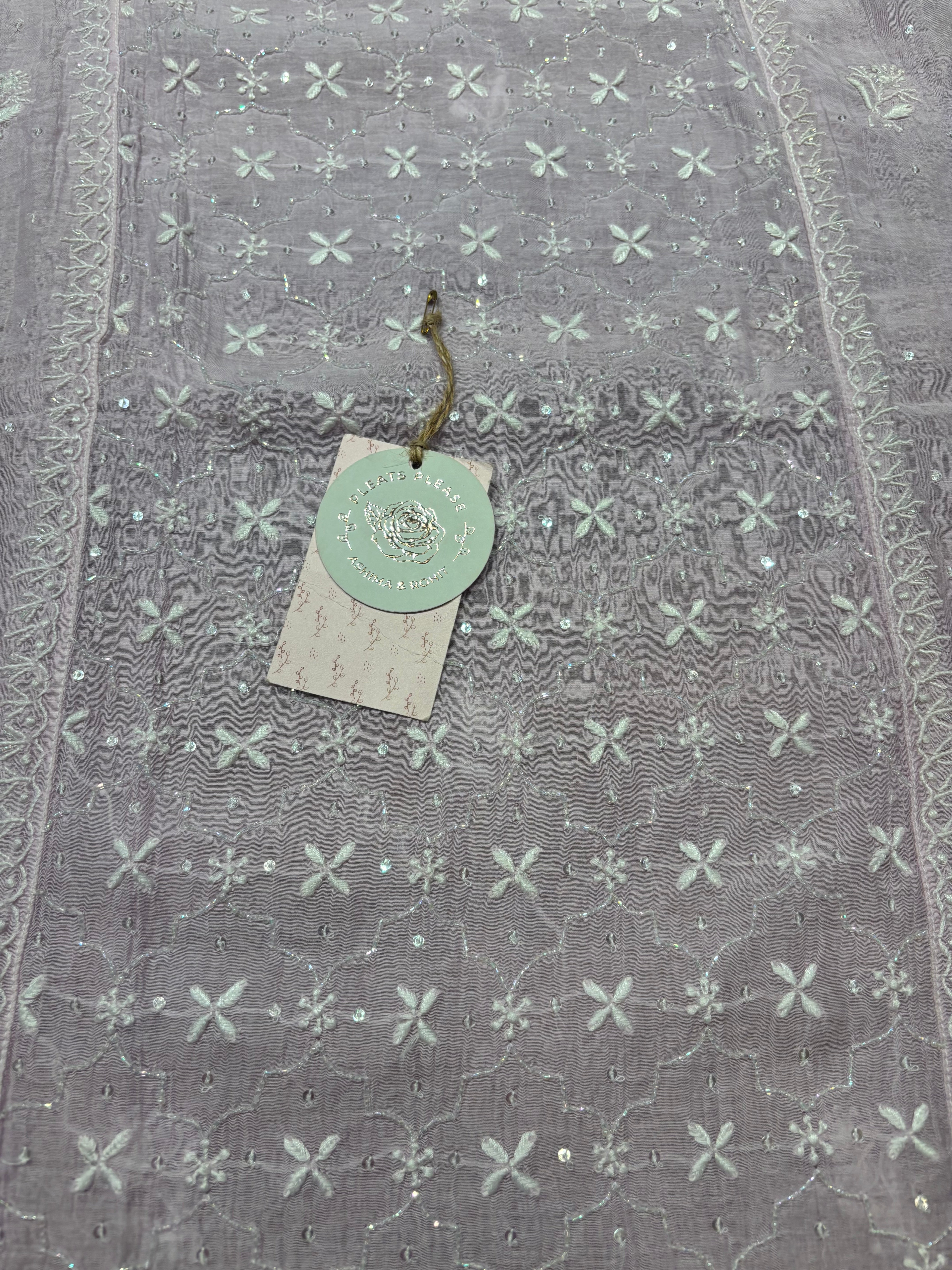 Lilac Chanderi Mul Chikankari Kurta and Dupatta set