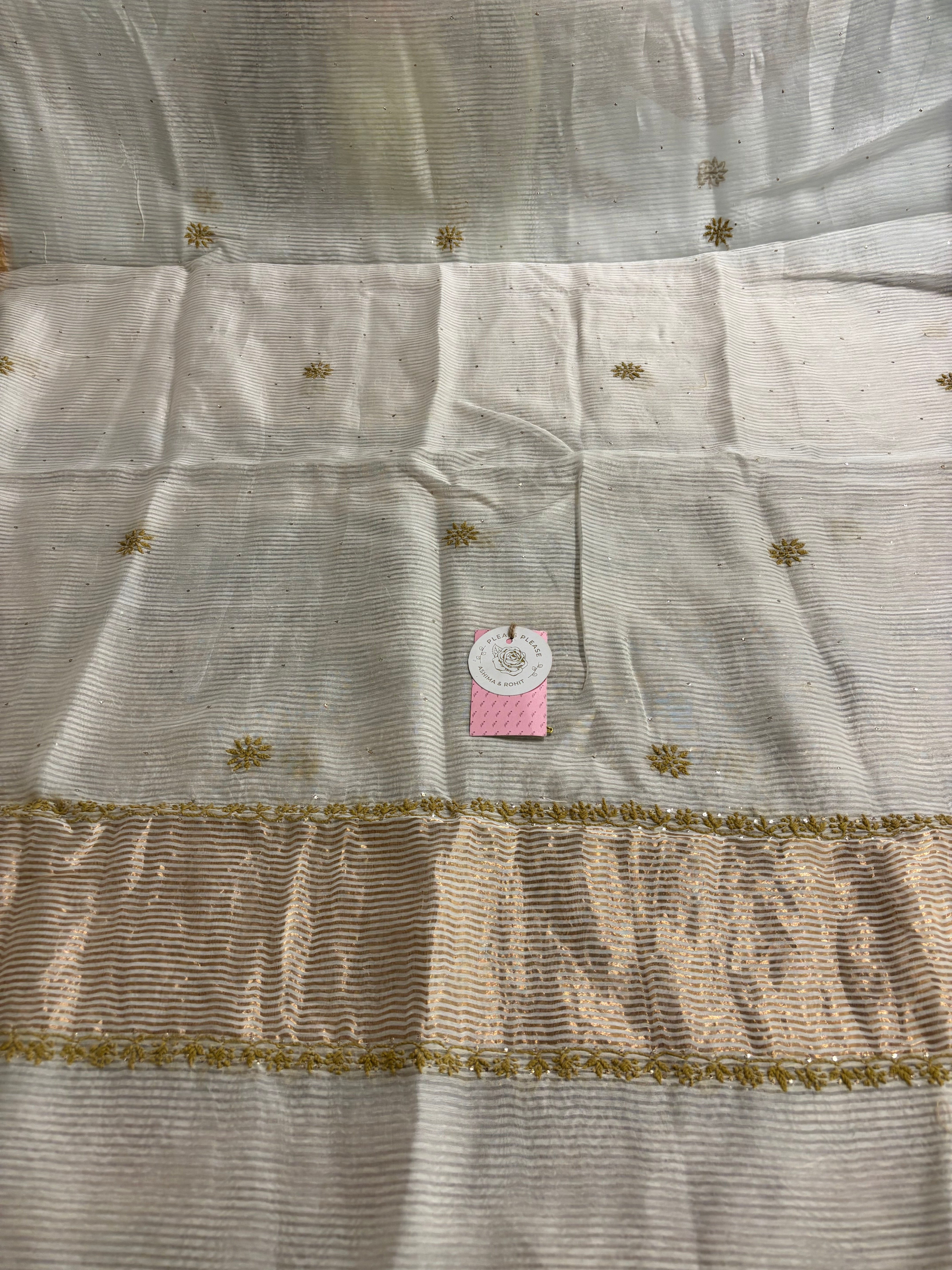 Dyeable Chanderi Chikankari Mukaish Anarkali & Dupatta Set