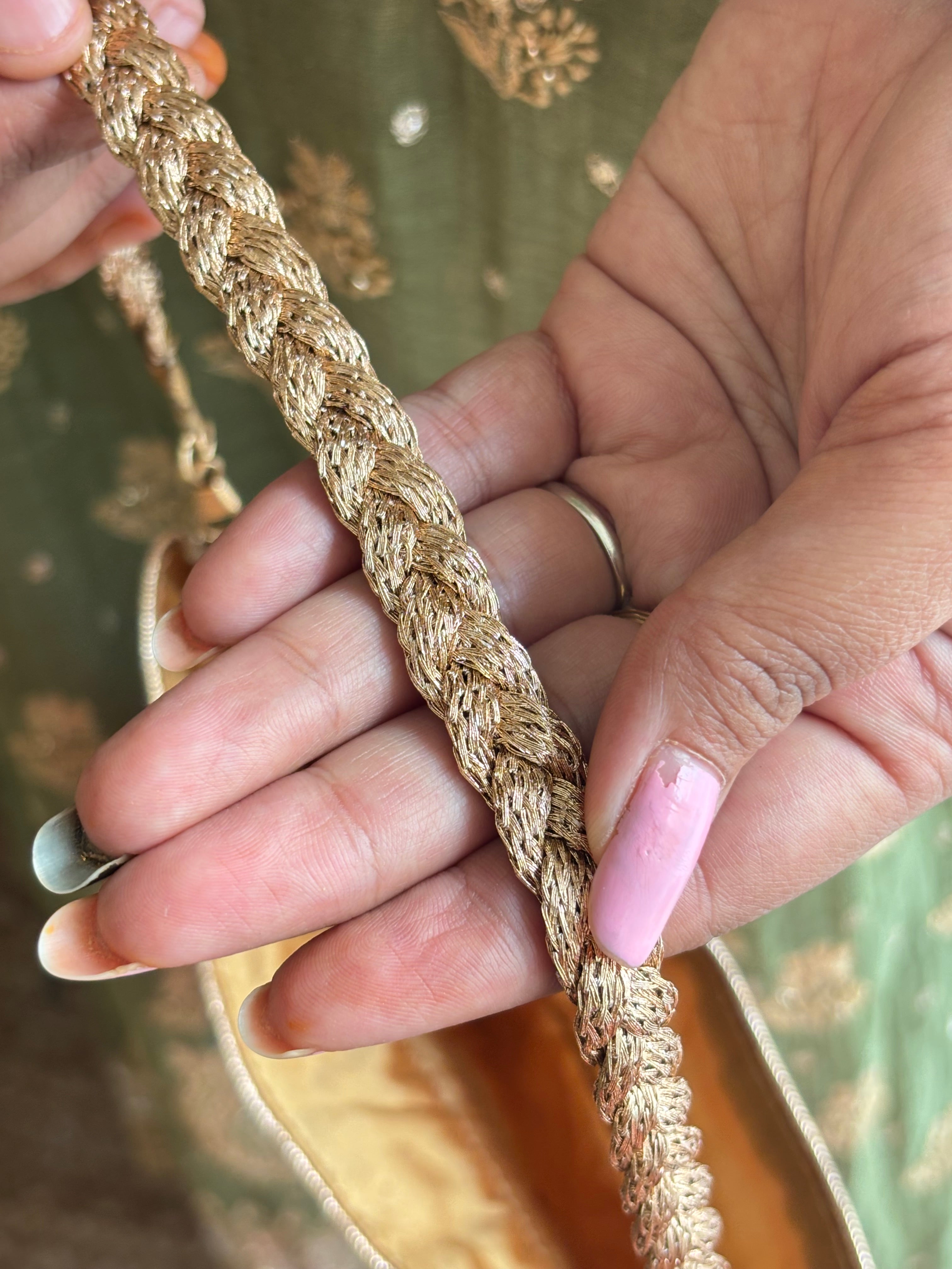 Beige Silk Chikankari Potli